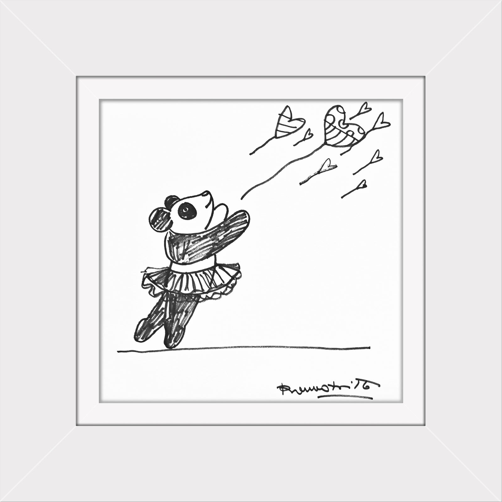 panda original drawing colorful decorative collectible gift idea