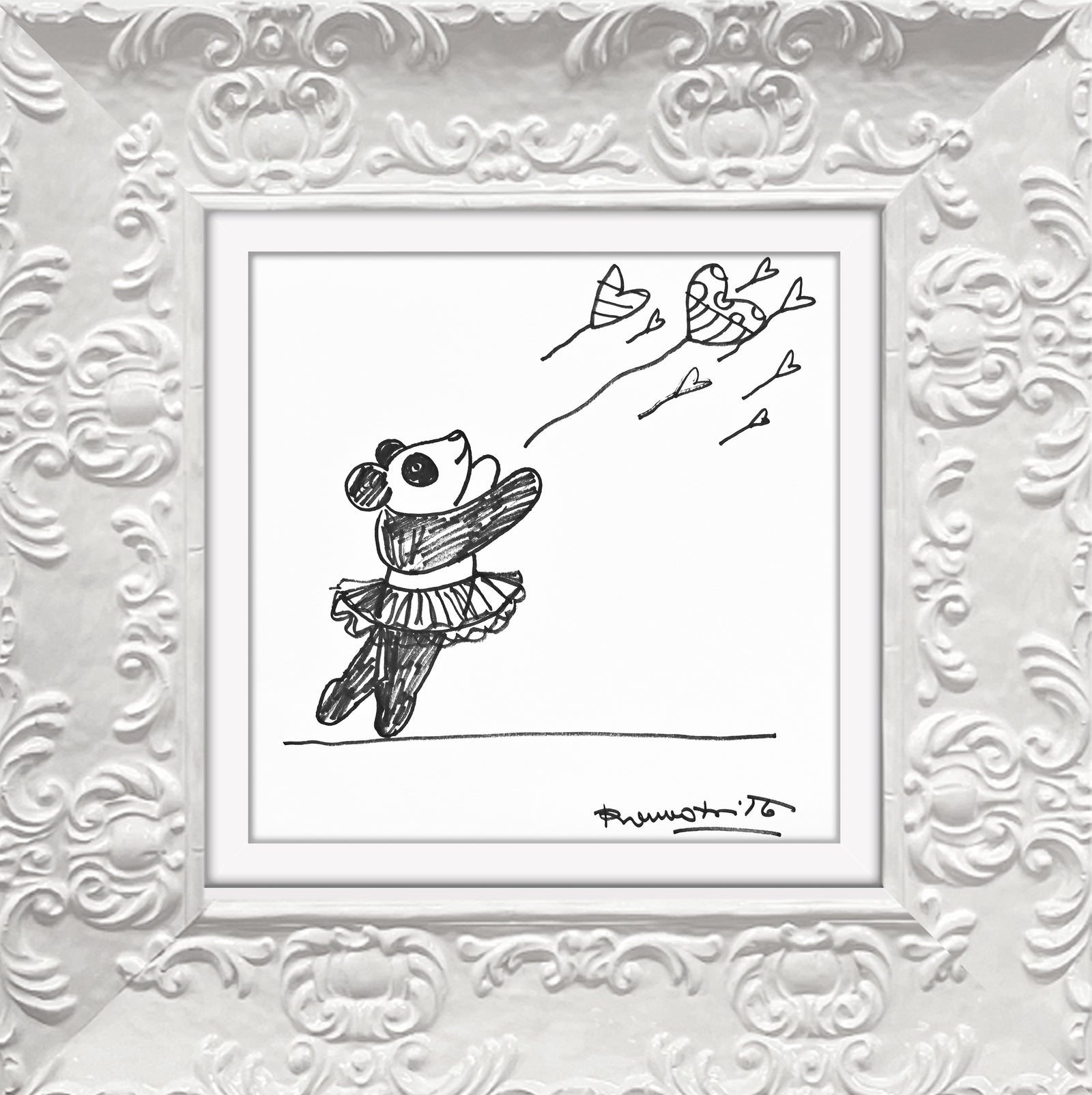 panda original drawing artistic colorful design collectible