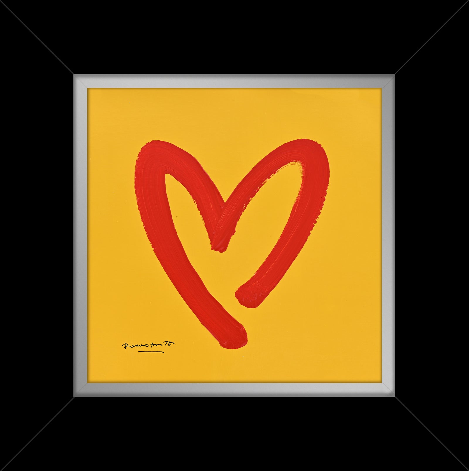Romero Britto heartbeat original drawing contemporary pop art piece