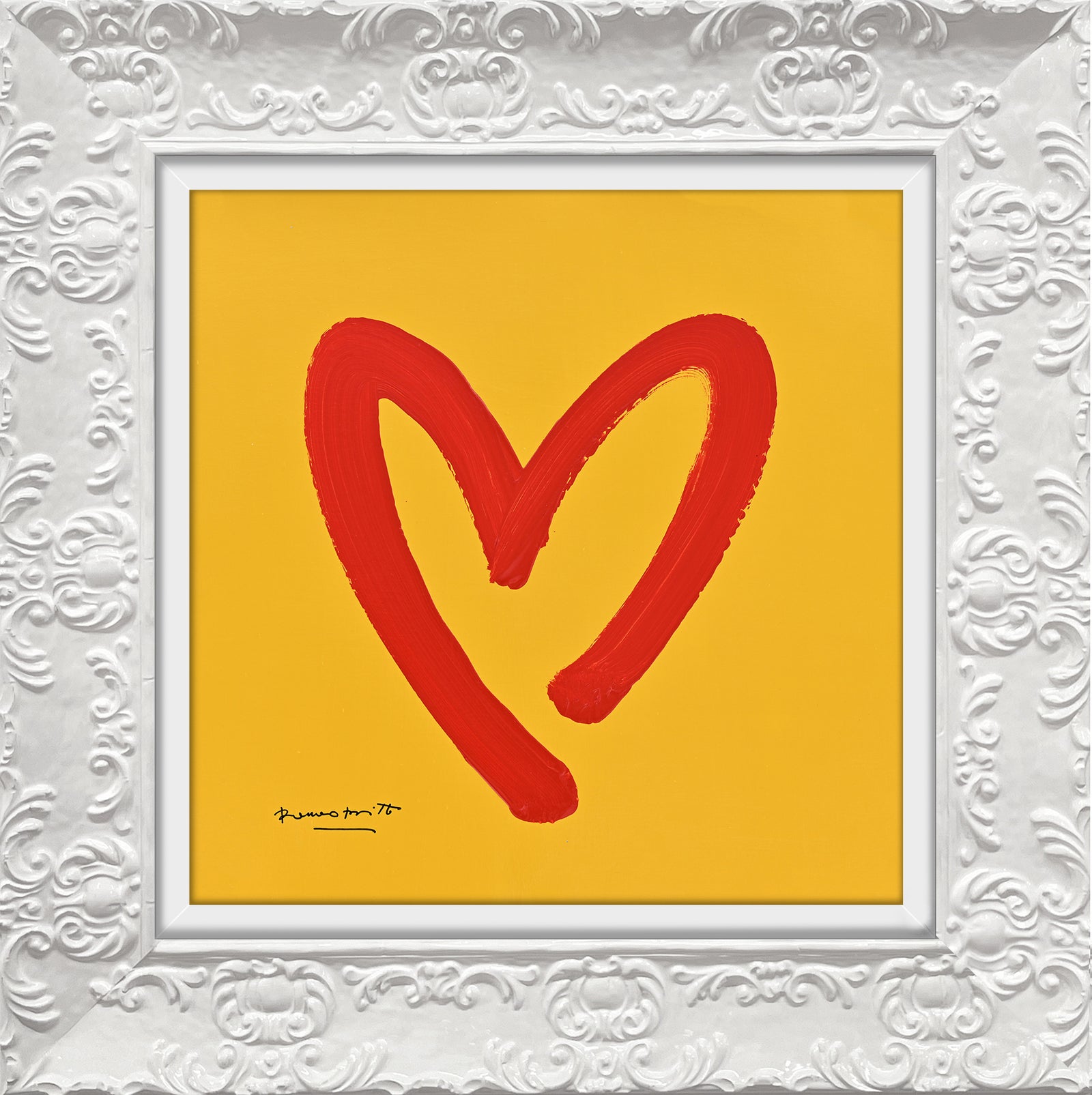 Romero Britto heartbeat original drawing colorful pop art design