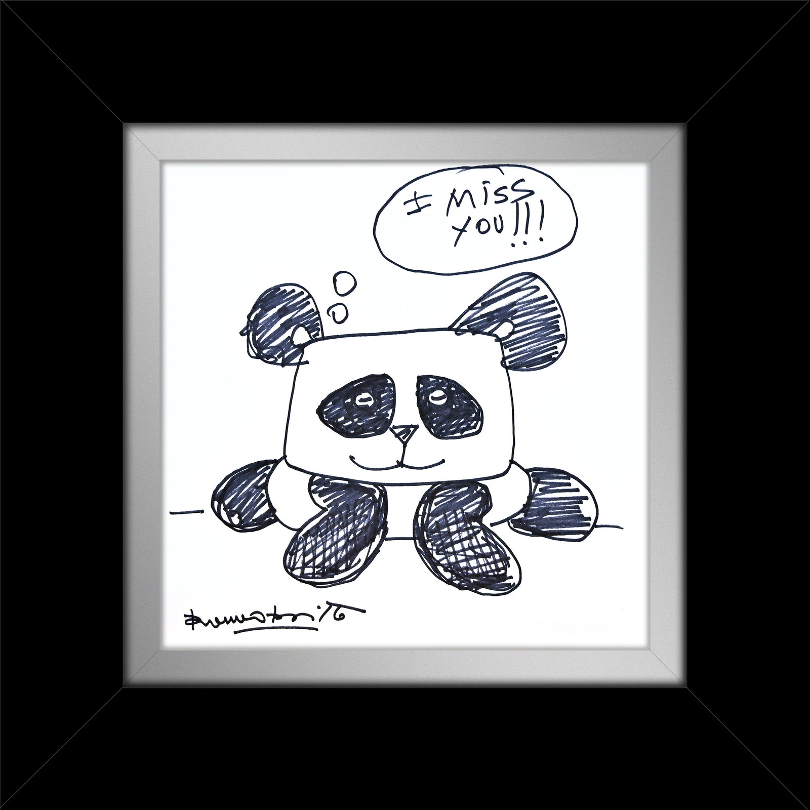 Romero Britto panda bear original drawing colorful pop art design