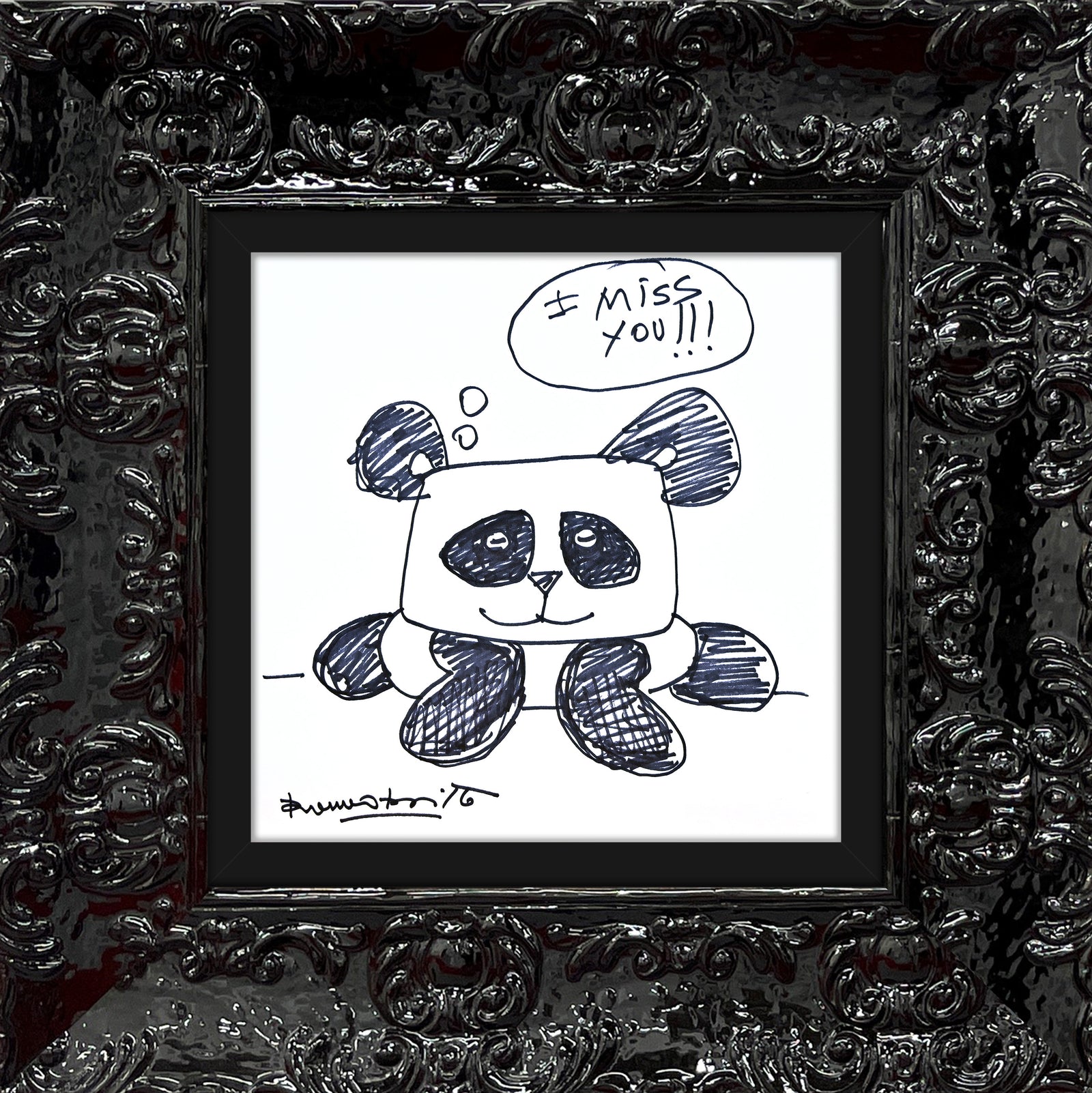panda bear original drawing colorful decorative collectible gift idea