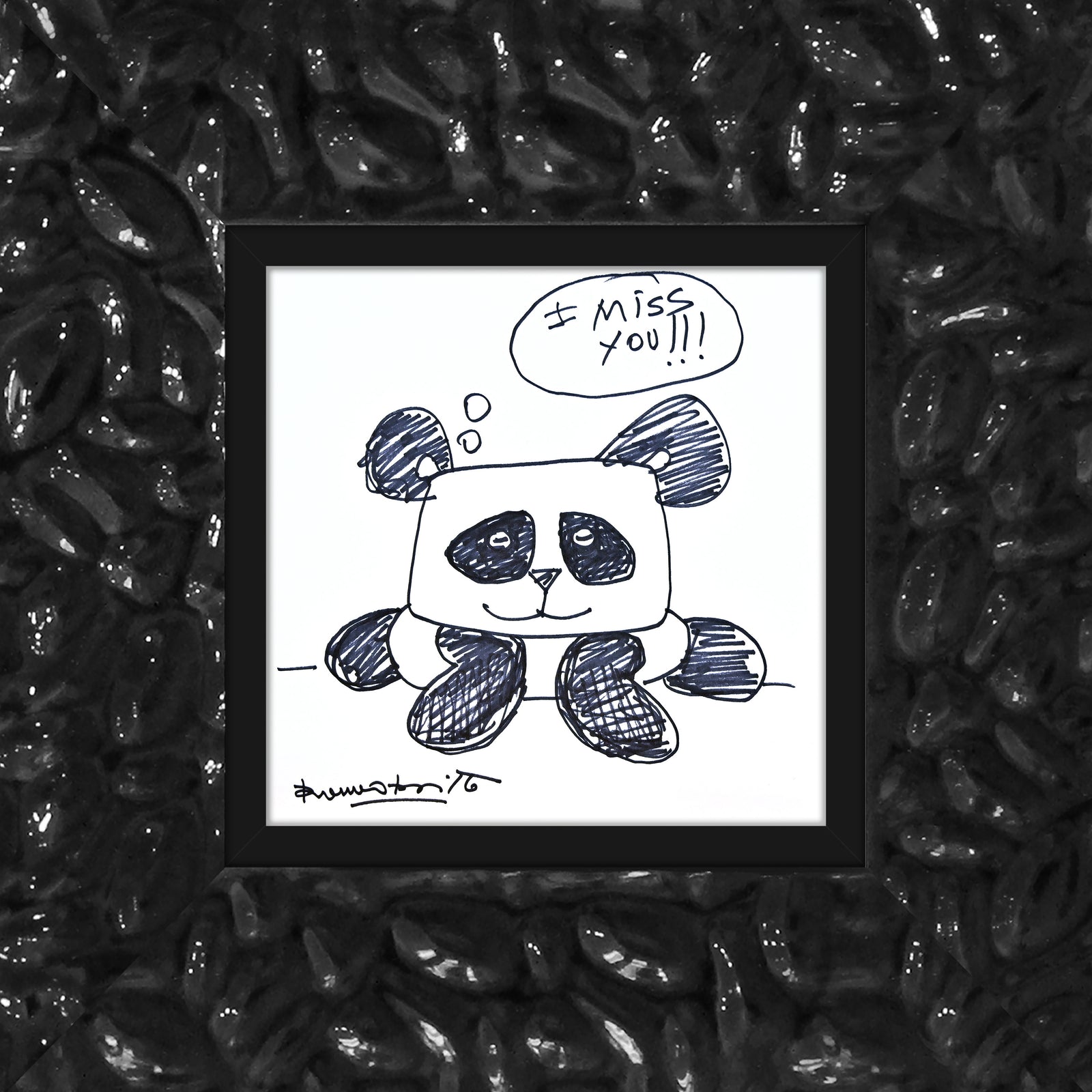 modern pop art panda bear original drawing vibrant home decor