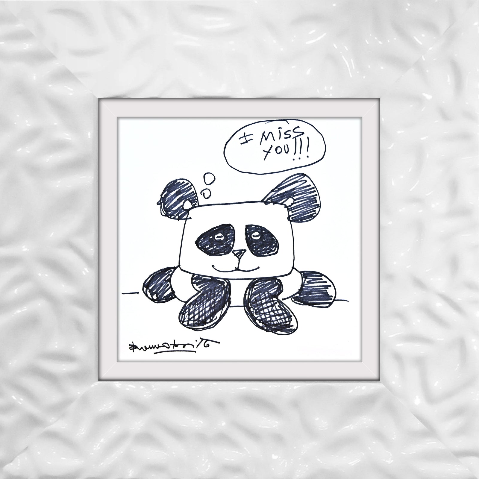 modern pop art panda bear original drawing vibrant home decor