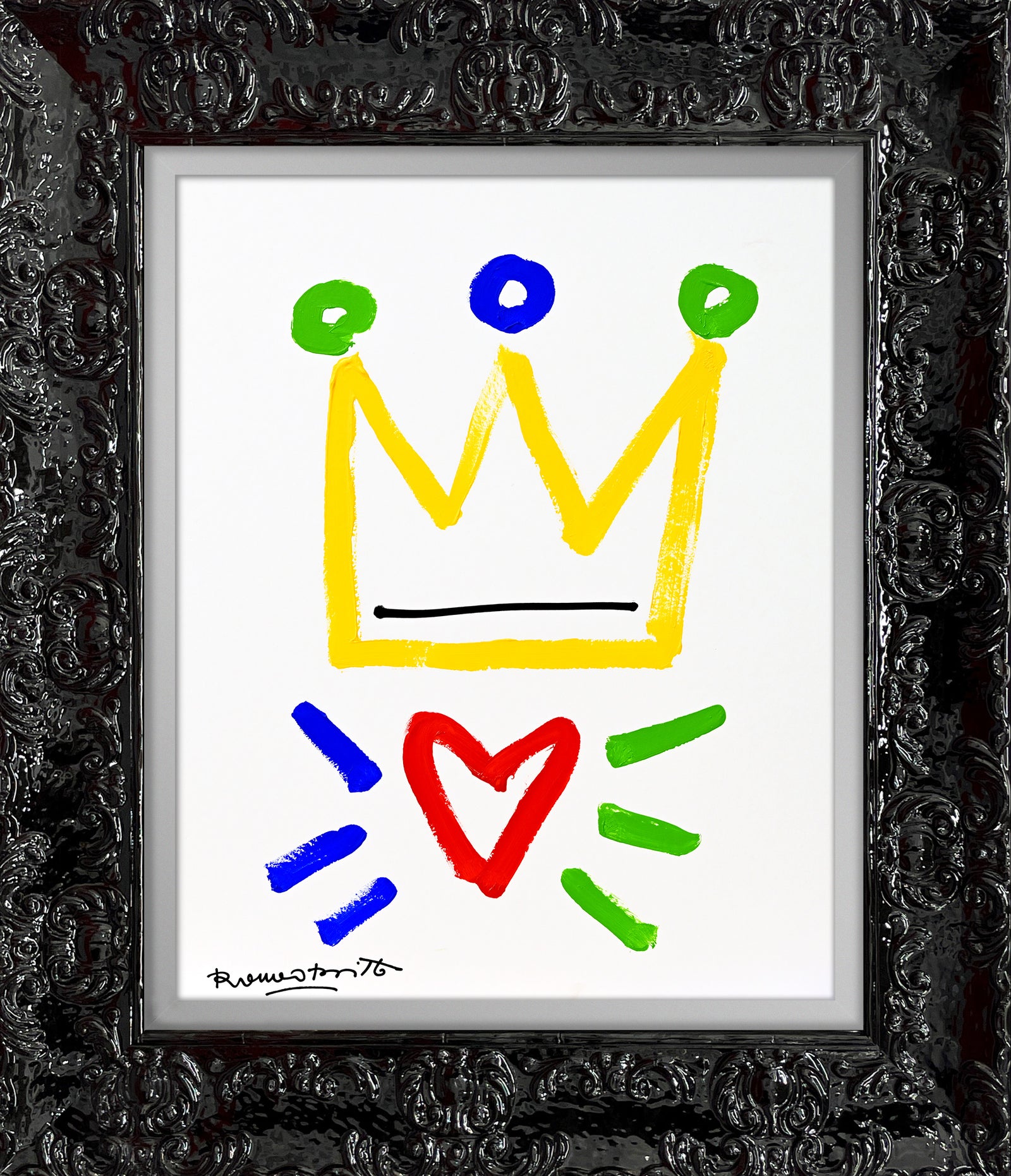 Romero Britto the crown original drawing contemporary pop art piece