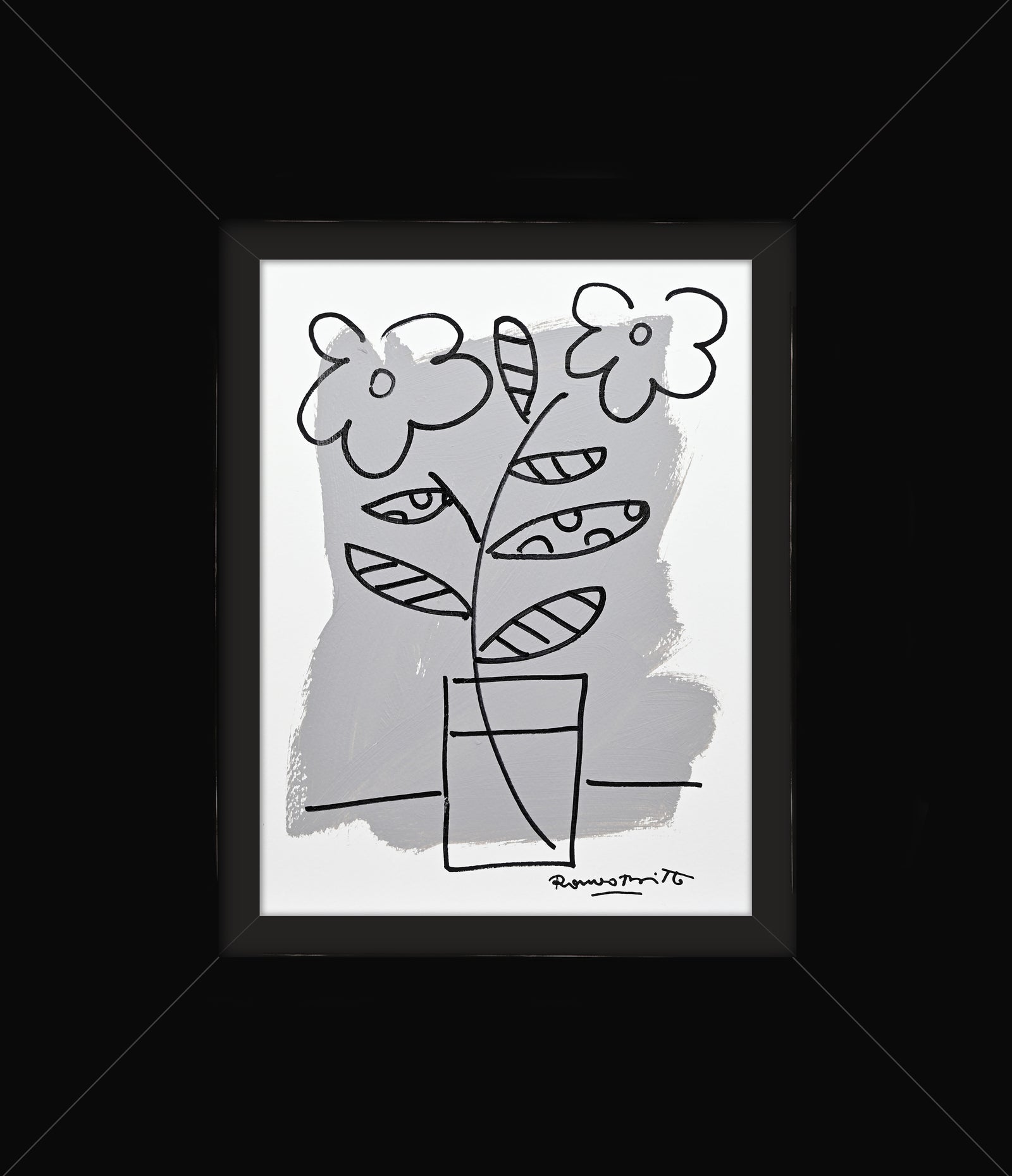 Romero Britto two color collection original drawing contemporary pop art piece