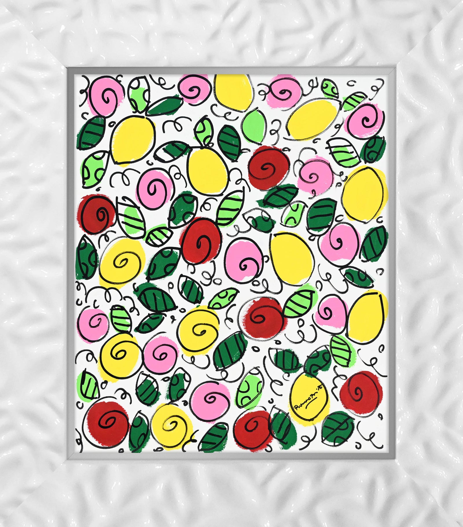 Romero Britto the sicily collection flowers lemons colorful pop art design