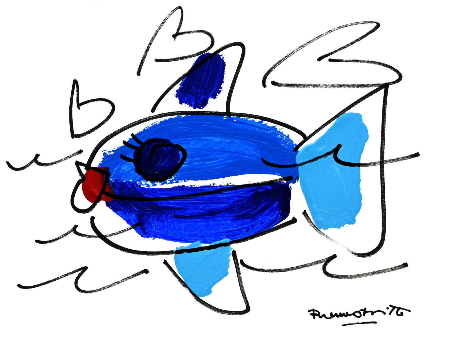 Romero Britto the sicily collection fish original colorful pop art design