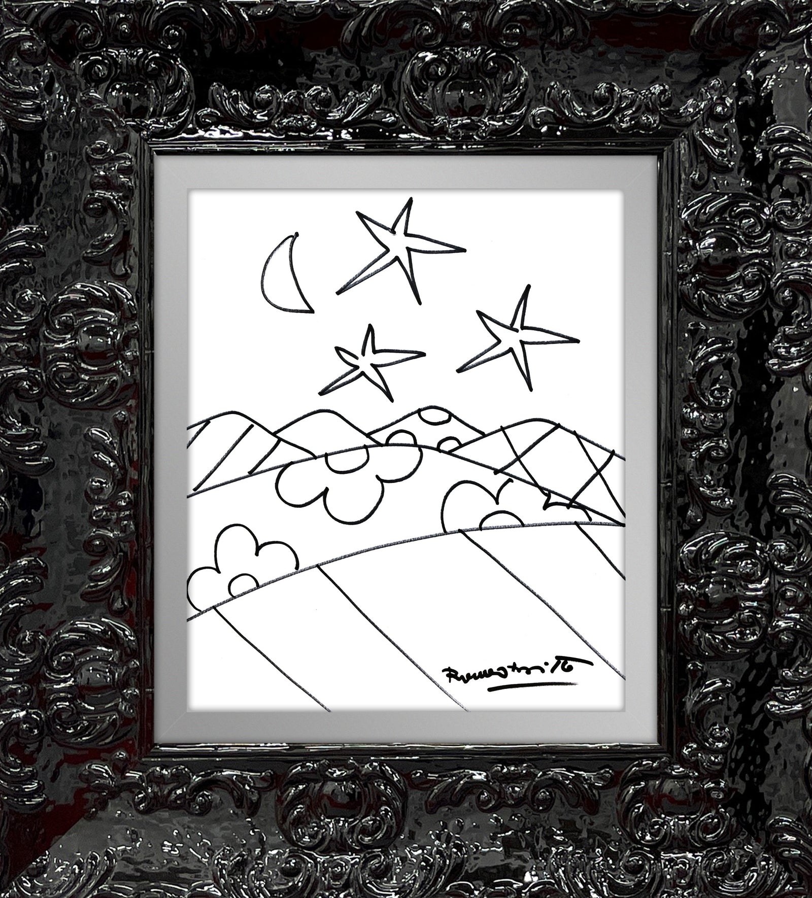 modern pop art desert original drawing vibrant home decor
