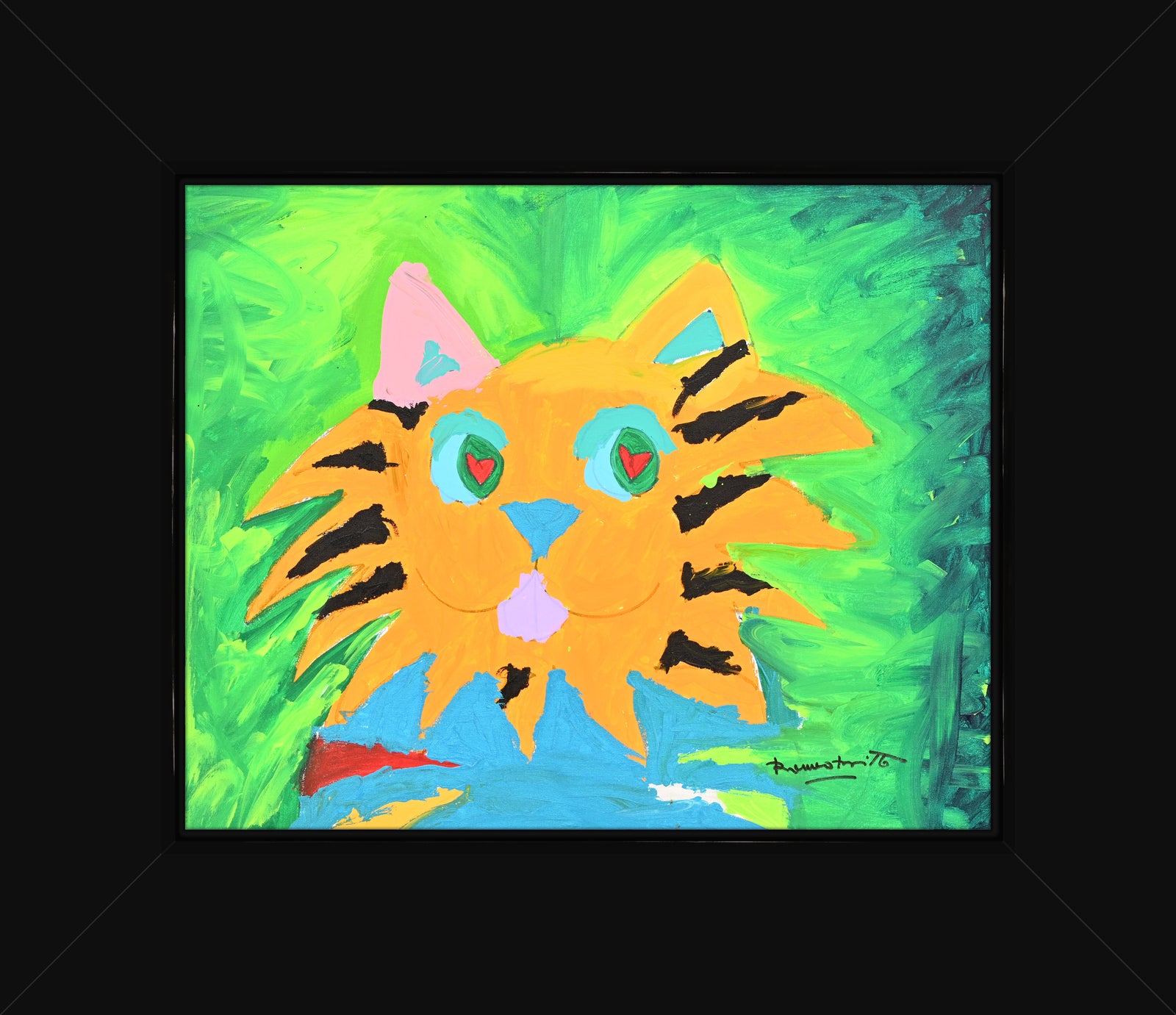 tiger cat original painting colorful decorative collectible gift idea