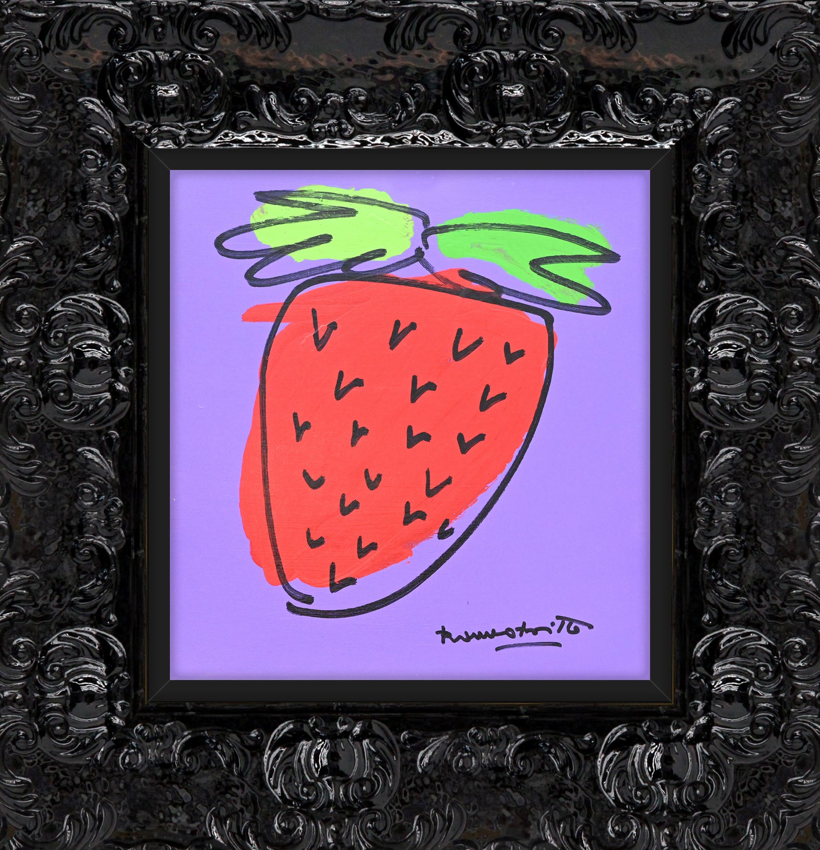 strawberry original drawing colorful decorative collectible gift idea