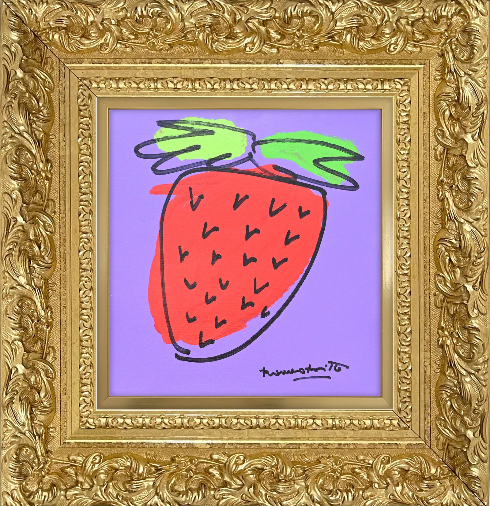 strawberry original drawing colorful decorative collectible gift idea