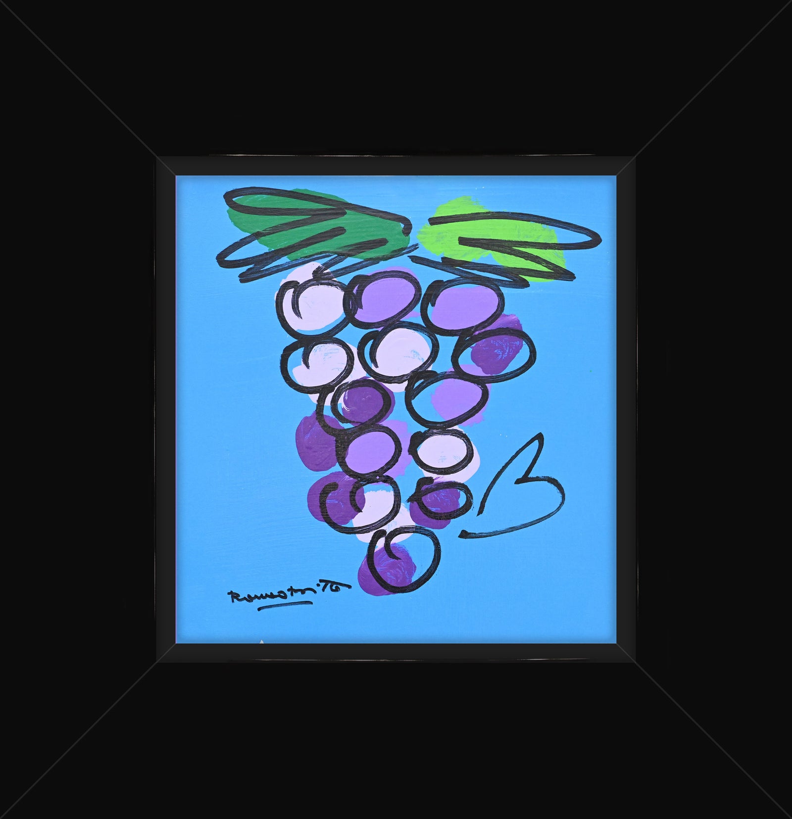 Romero Britto grapes original drawing contemporary pop art piece