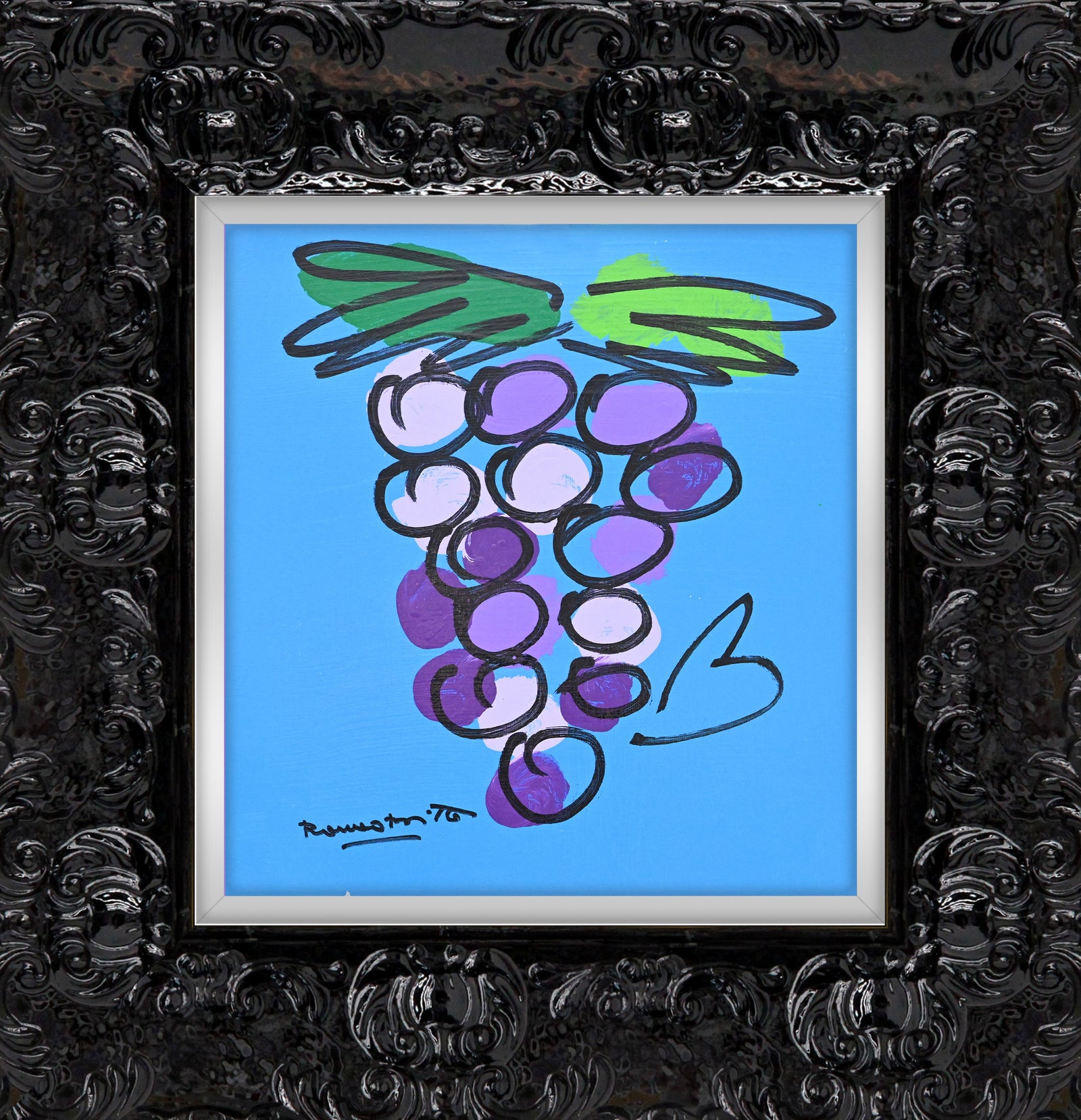 modern pop art grapes original drawing vibrant home decor