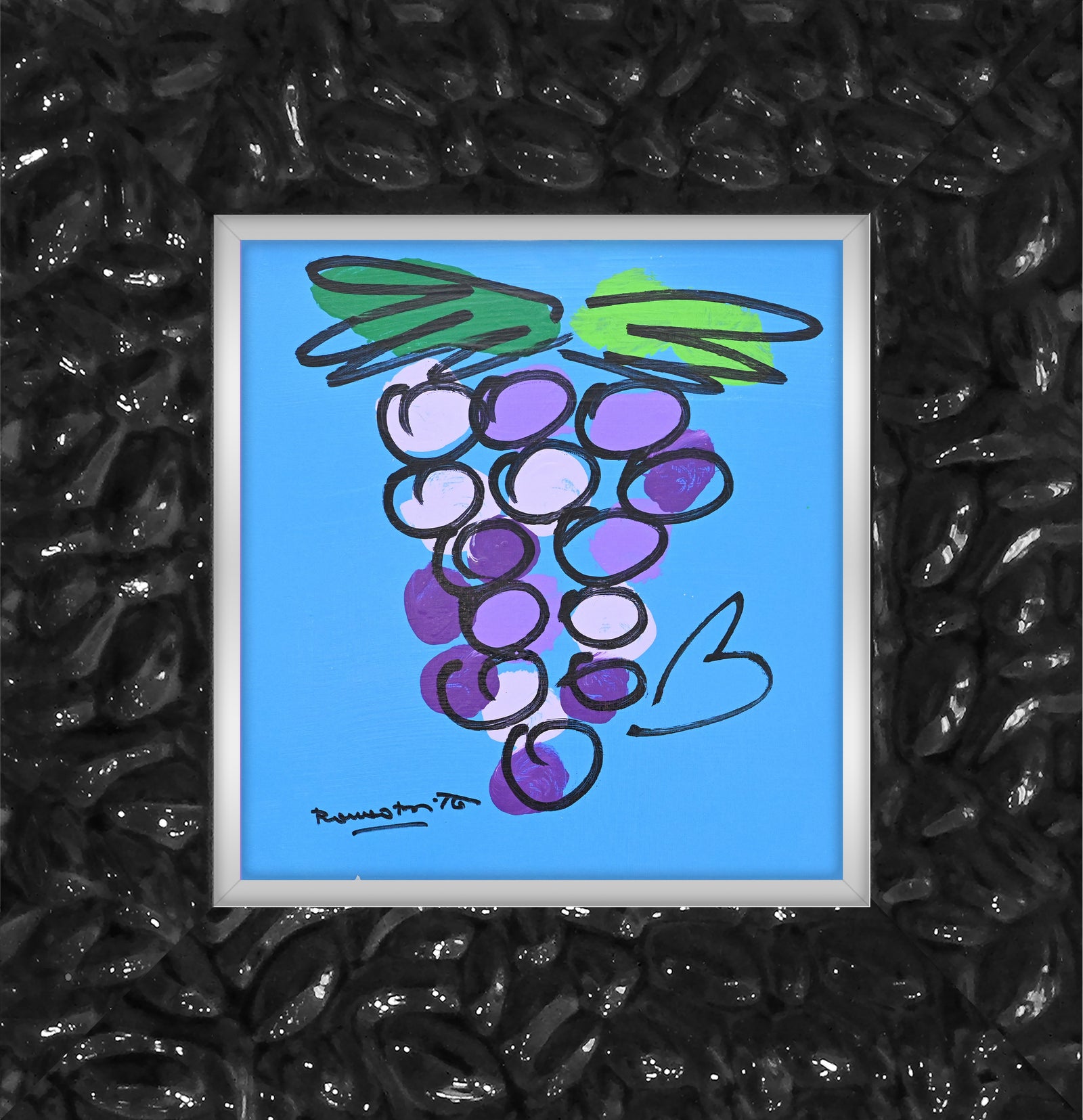 grapes original drawing artistic colorful design collectible