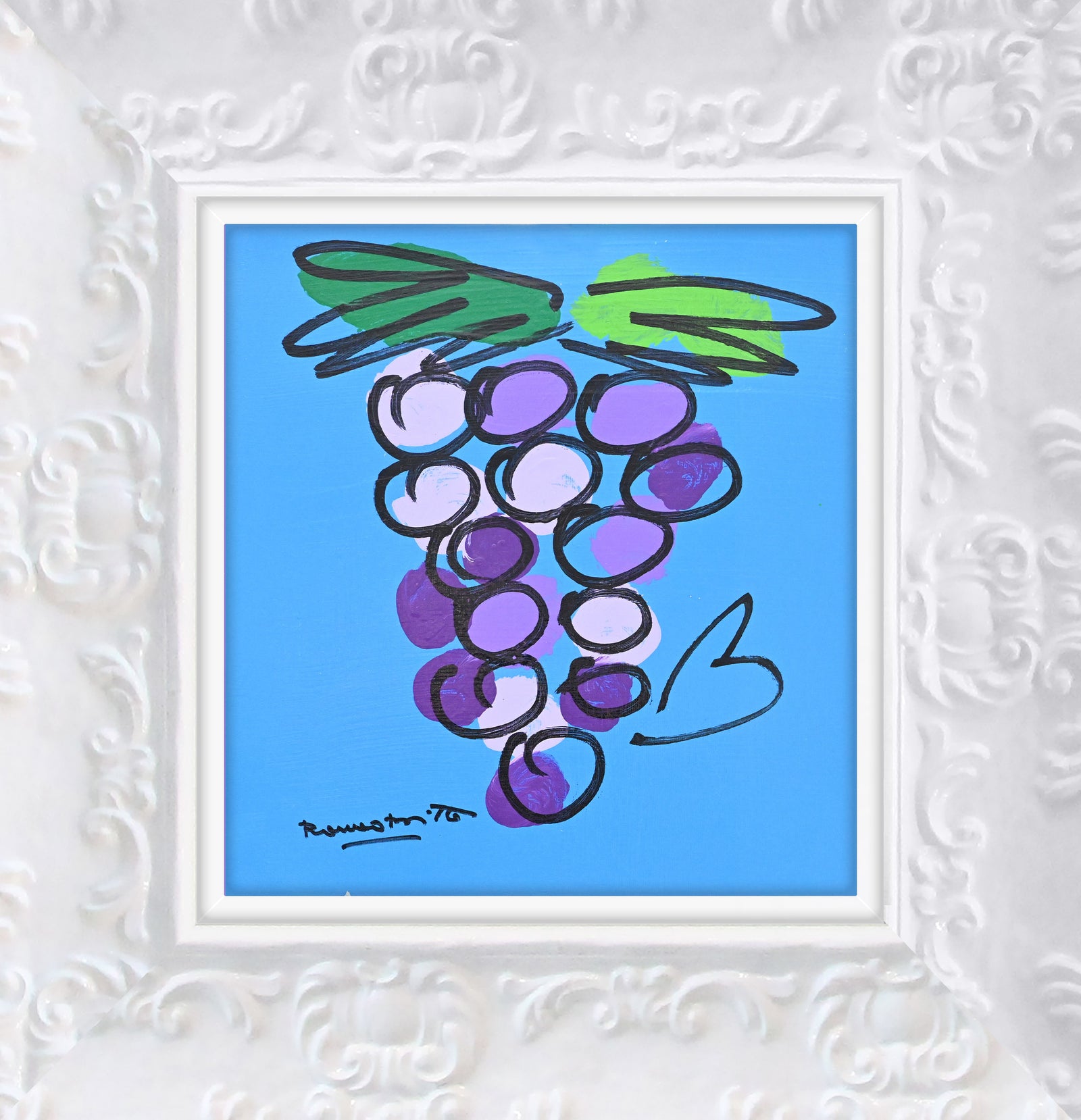 Romero Britto grapes original drawing colorful pop art design