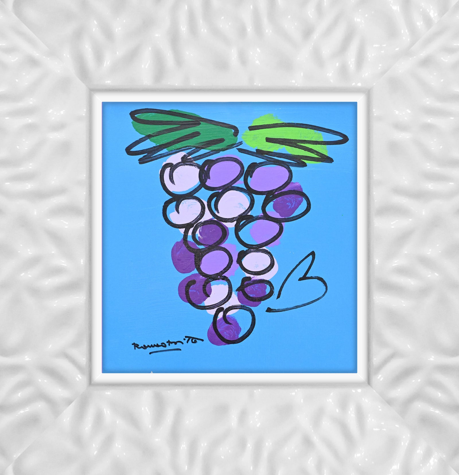 modern pop art grapes original drawing vibrant home decor