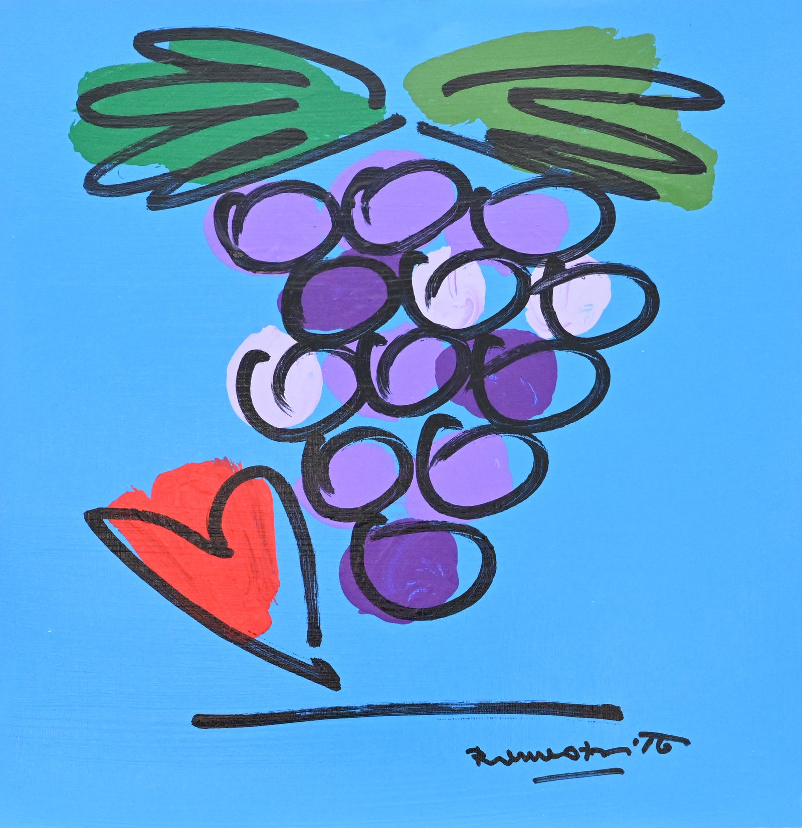 Romero Britto grapes original drawing colorful pop art design
