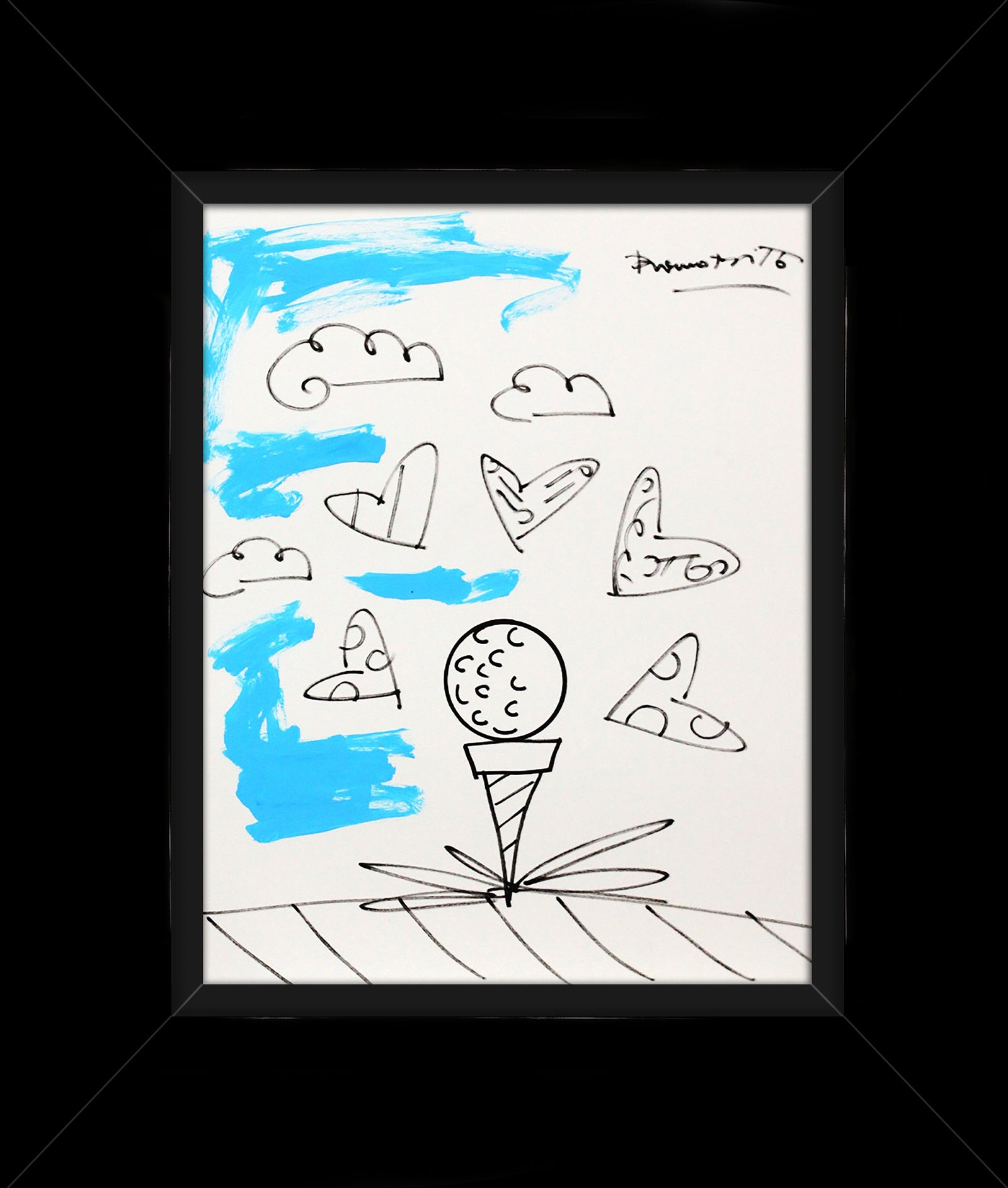 baby blue tee original drawing colorful decorative collectible gift idea