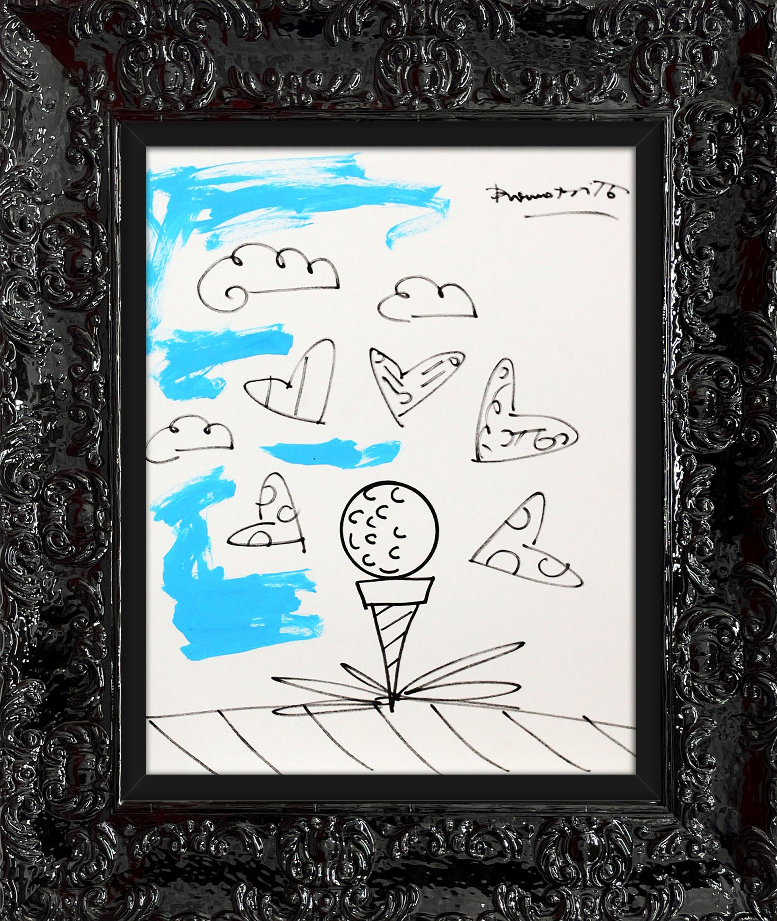baby blue tee original drawing colorful decorative collectible gift idea