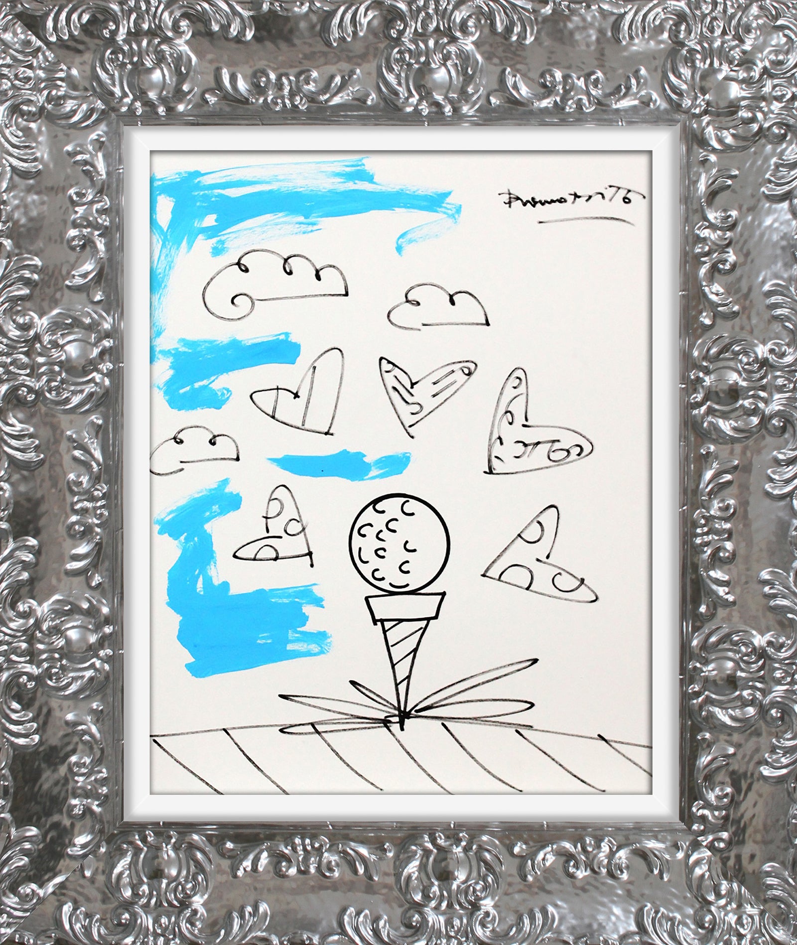baby blue tee original drawing artistic colorful design collectible