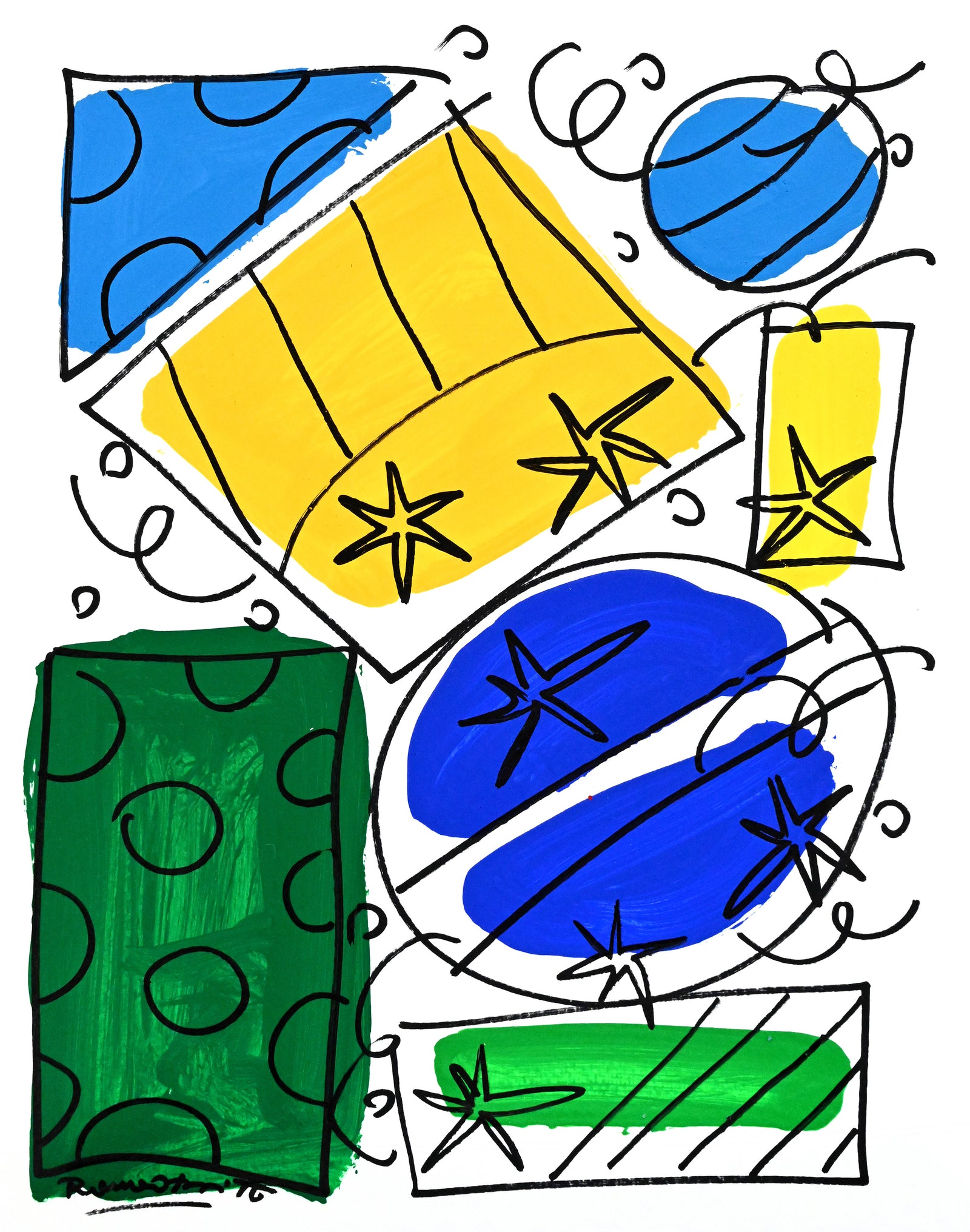 Romero Britto the rio collection original drawing colorful pop art design