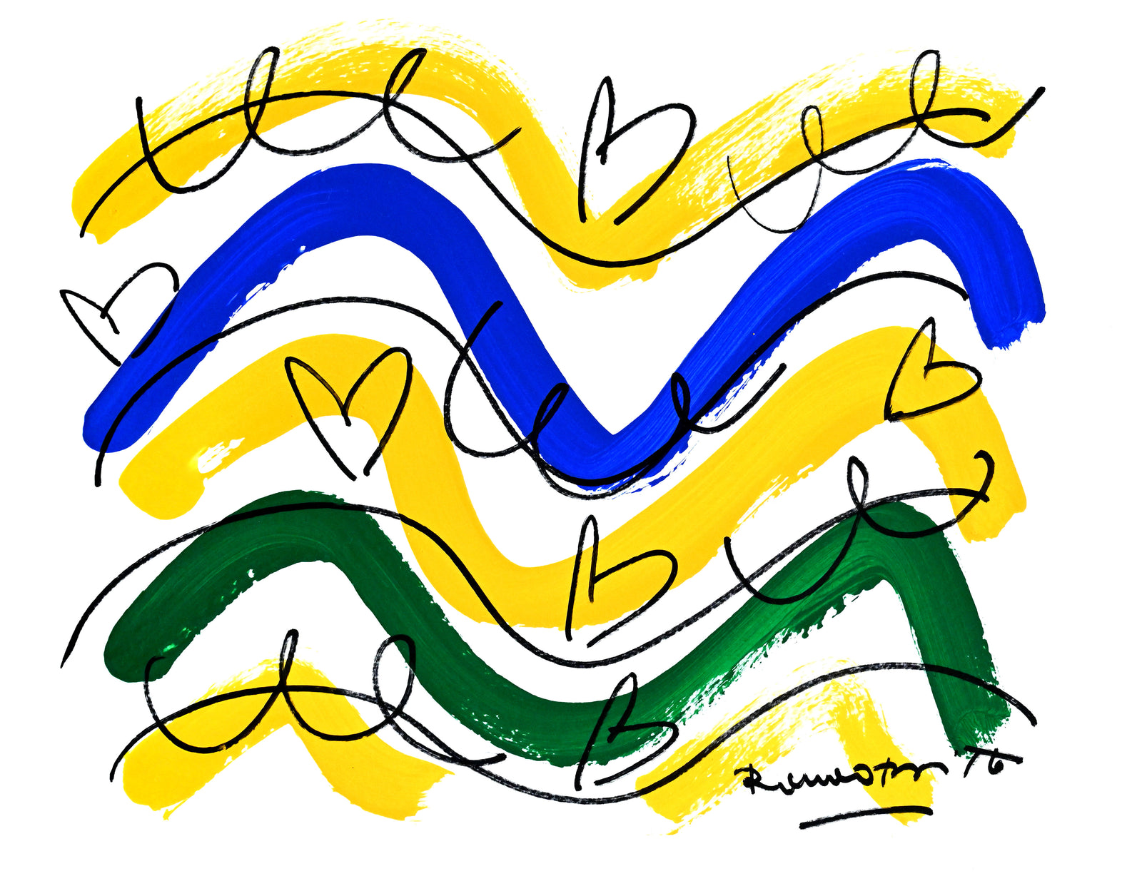 Romero Britto the rio collection original drawing colorful pop art design