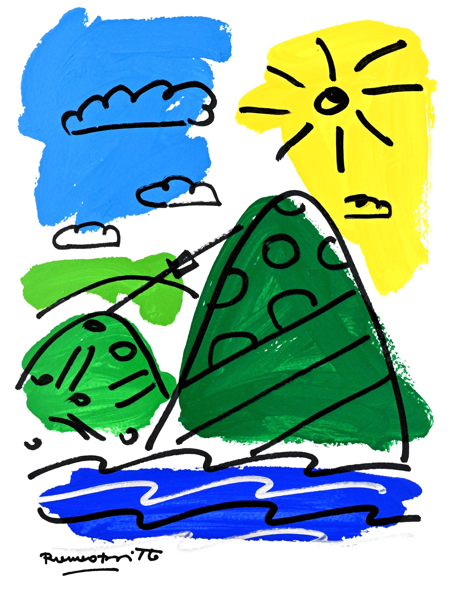 Romero Britto the rio collection original drawing colorful pop art design