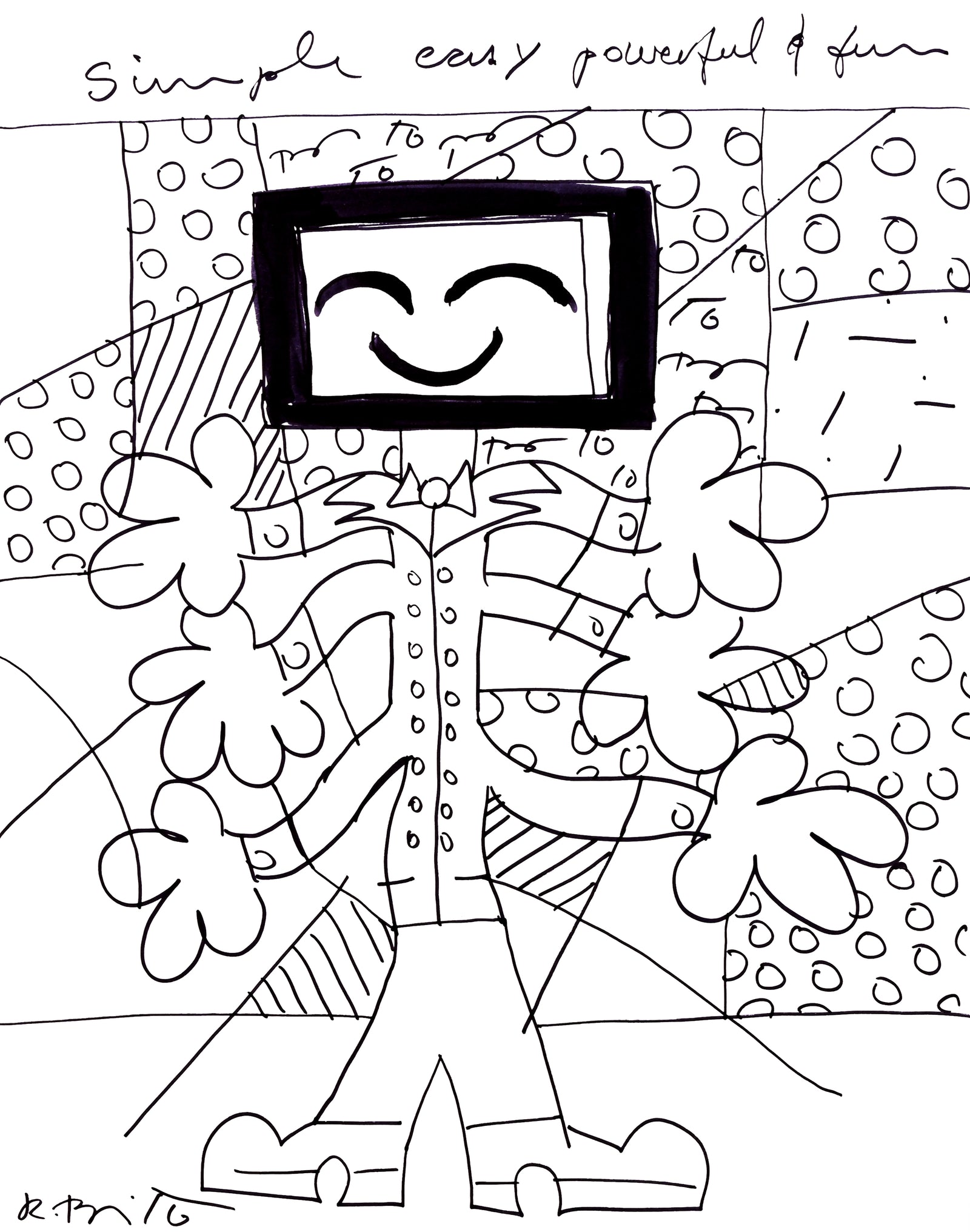 Romero Britto simple easy powerful fun original colorful pop art design
