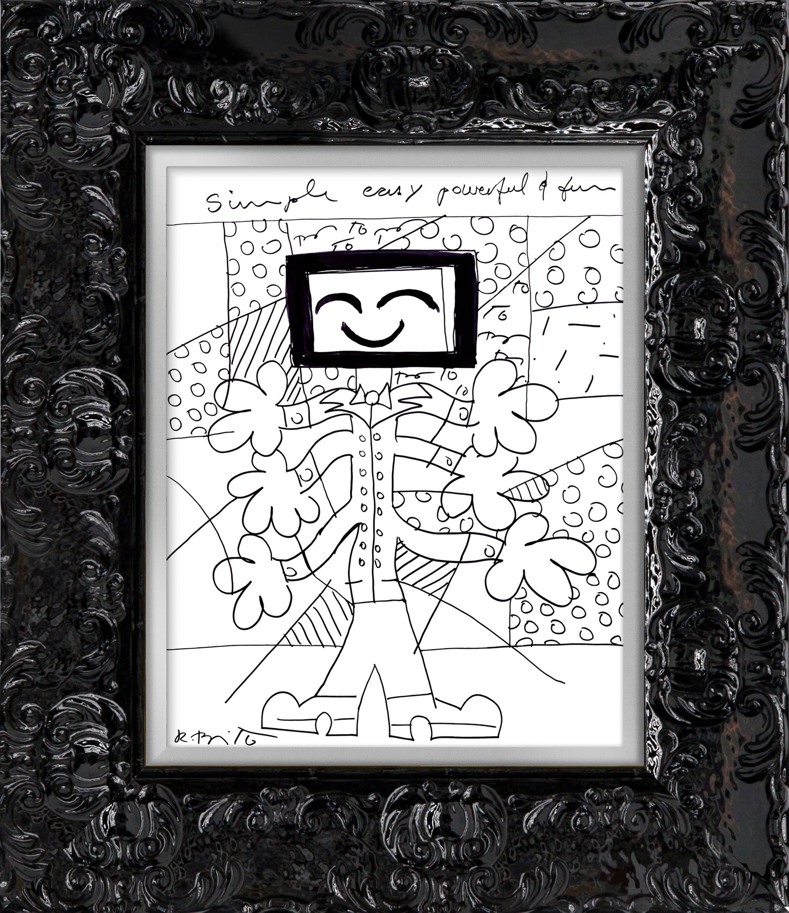 Romero Britto simple easy powerful fun original contemporary pop art piece