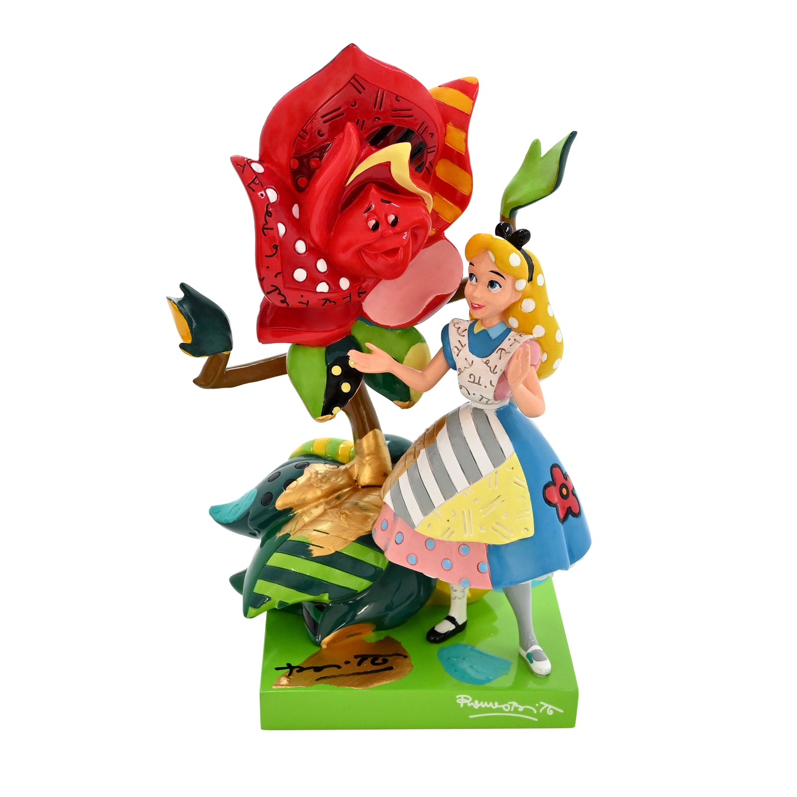 Alice With Flower - Disney By Britto - Original Touch Of Gold Sculpture