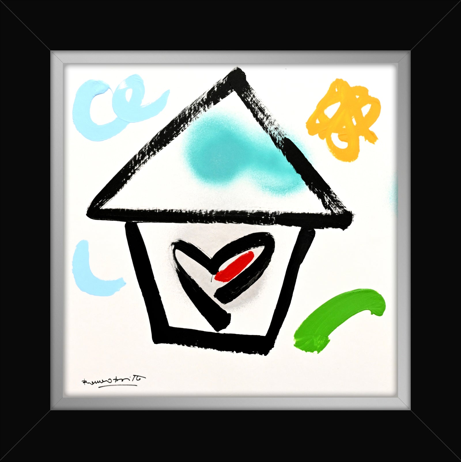 Romero Britto home original drawing contemporary pop art piece