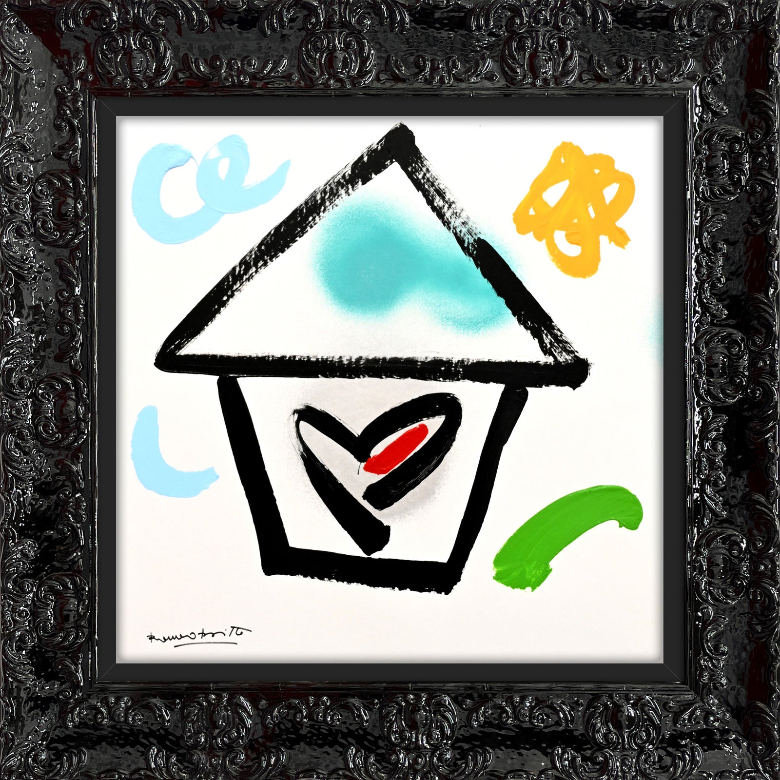 Romero Britto home original drawing colorful pop art design