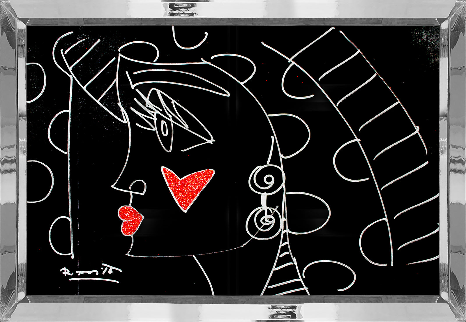 Romero Britto thoughts original drawing contemporary pop art piece