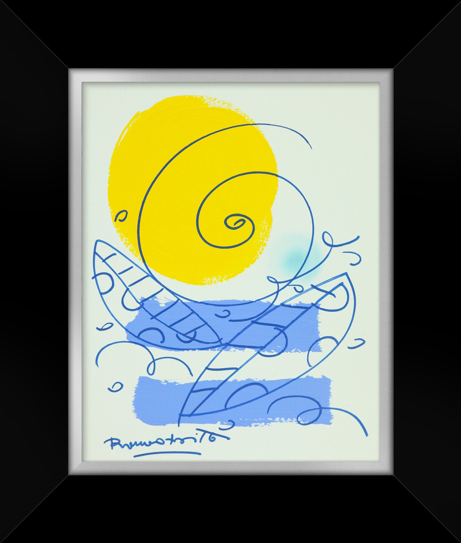 waves original drawing artistic colorful design collectible