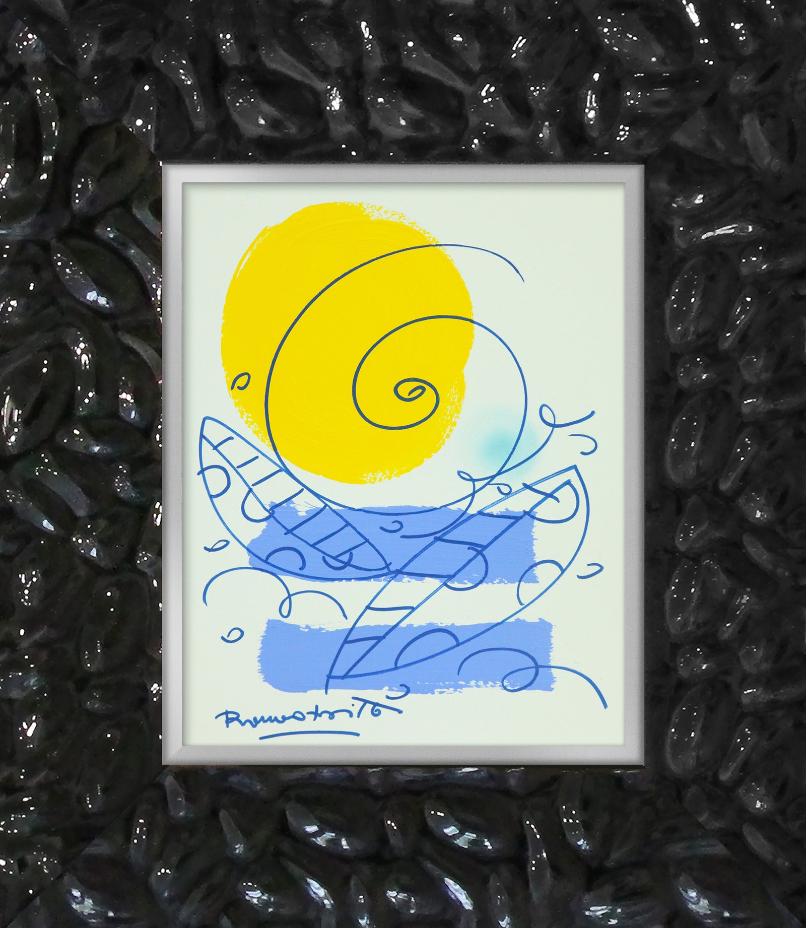 modern pop art waves original drawing vibrant home decor
