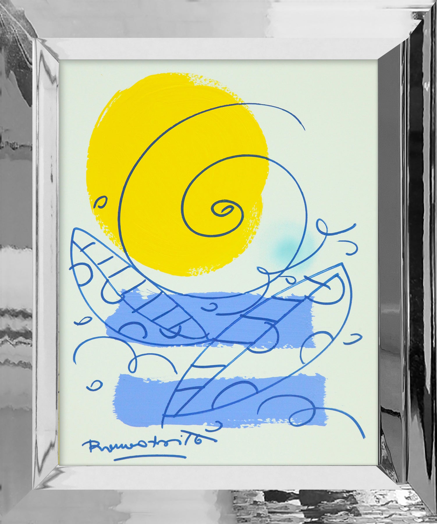 waves original drawing artistic colorful design collectible