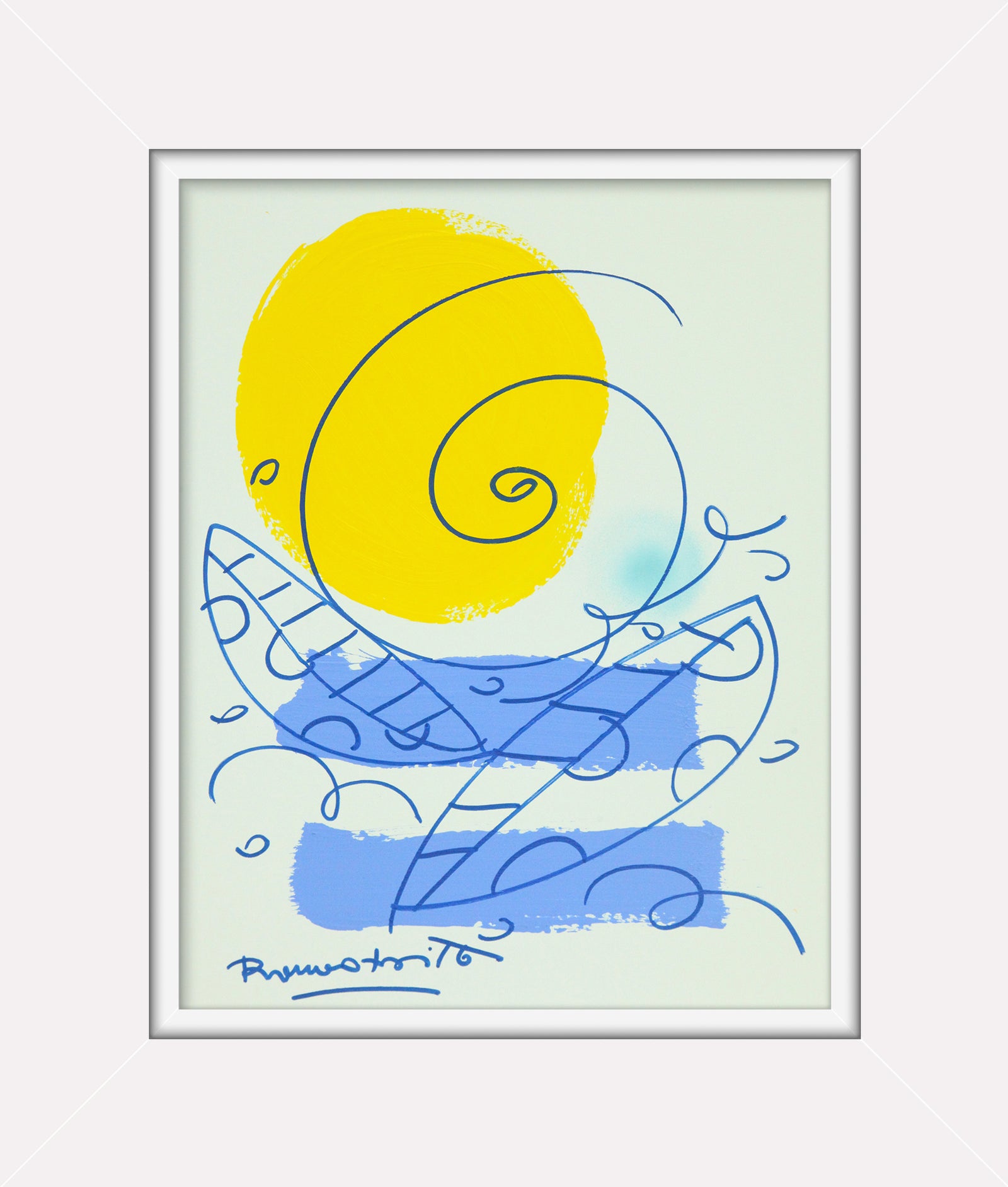 modern pop art waves original drawing vibrant home decor