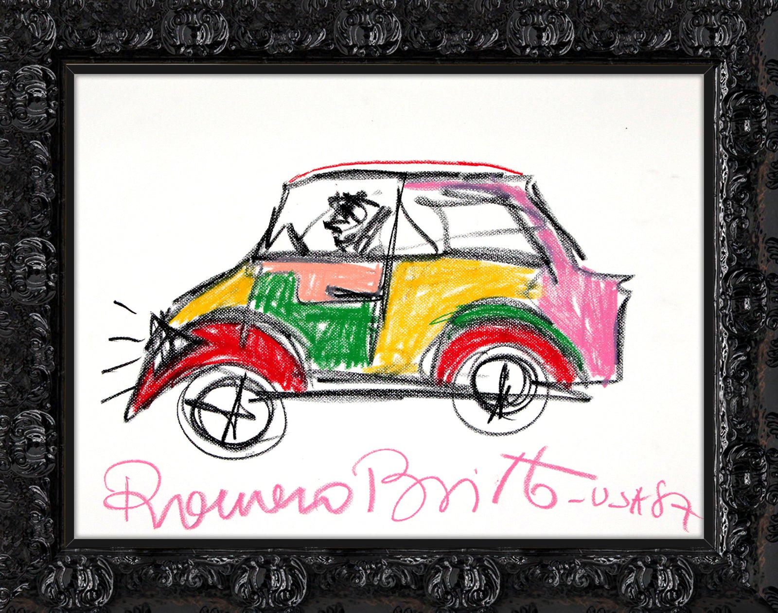 car original vintage drawing artistic colorful design collectible