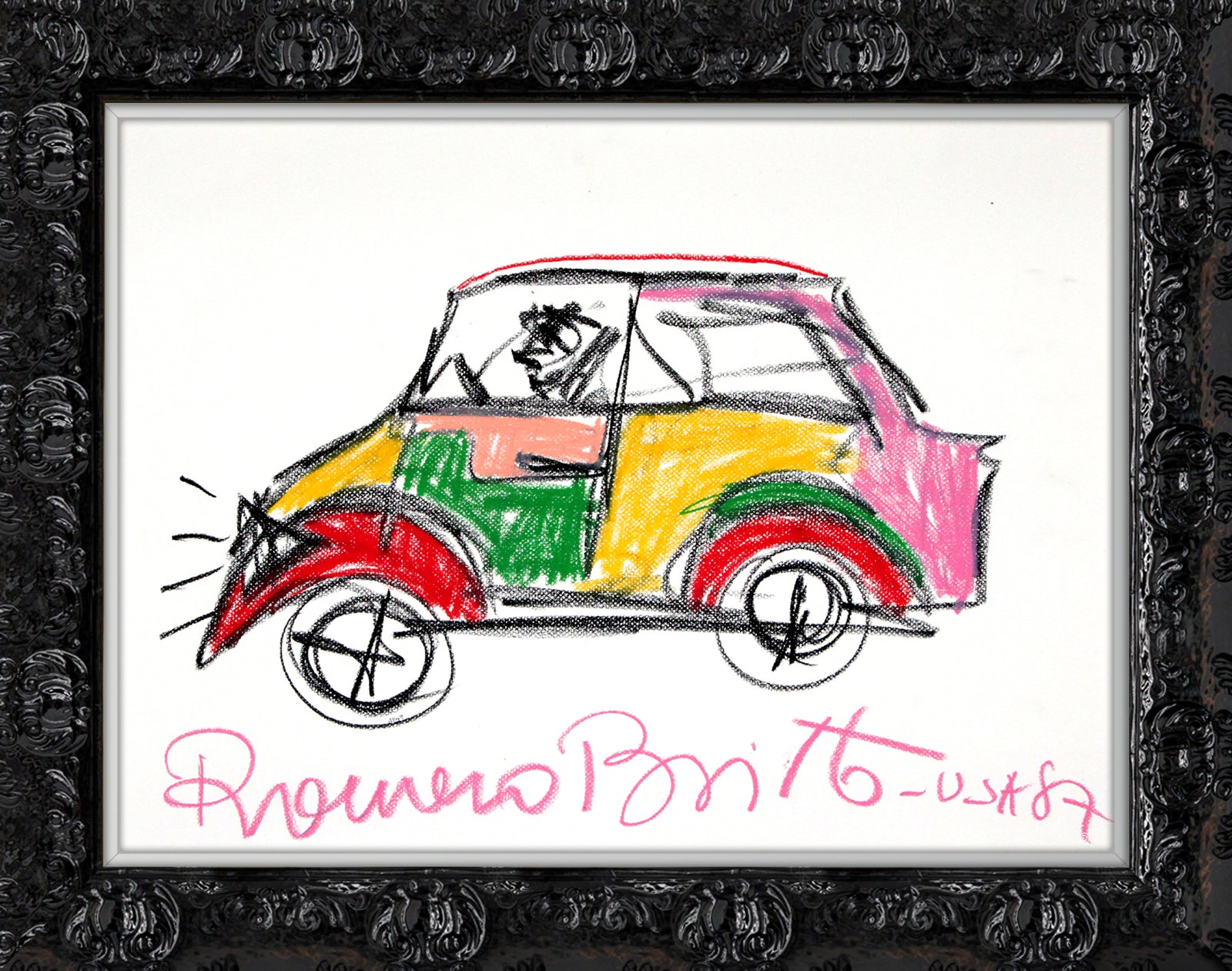 modern pop art car original vintage drawing vibrant home decor