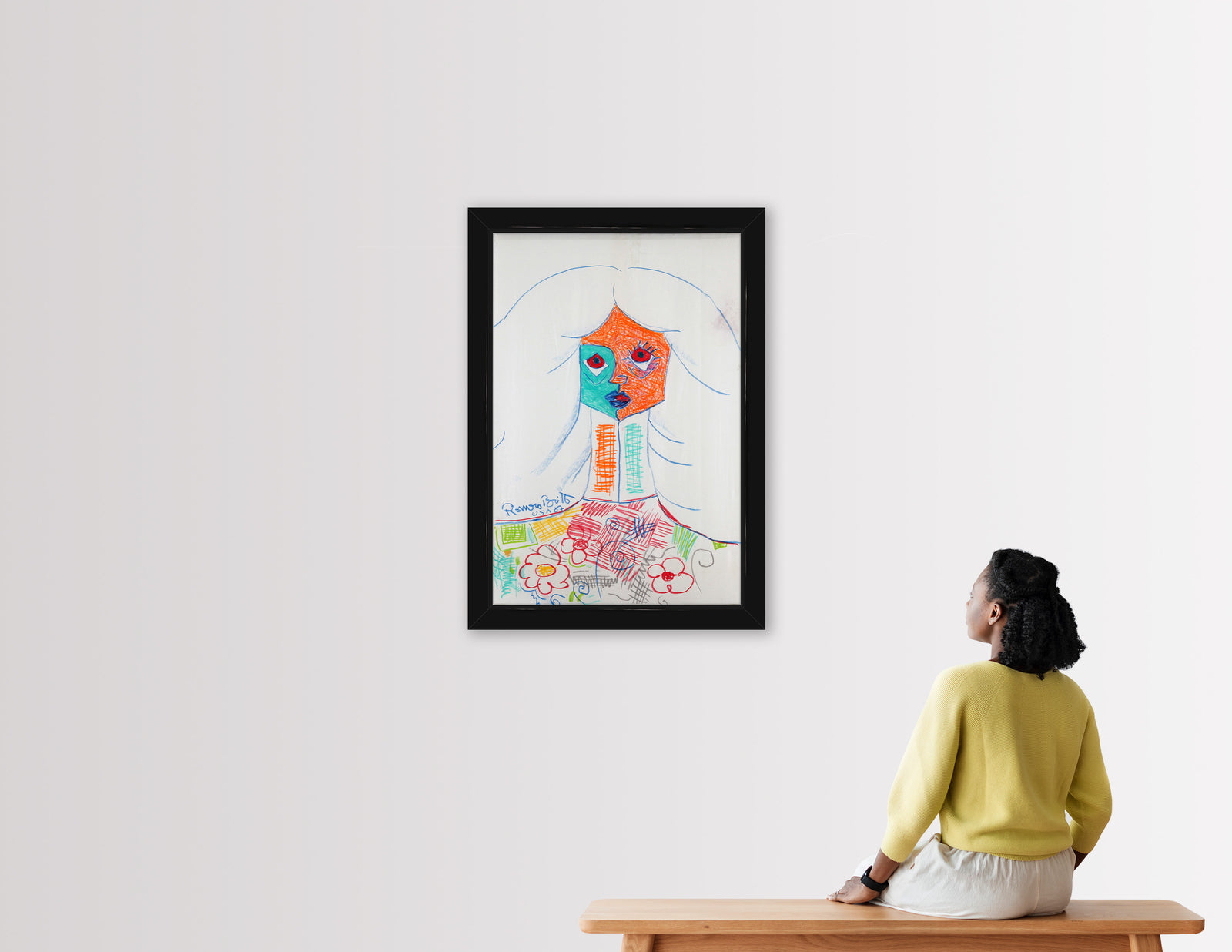 modern pop art pure white original vintage drawing vibrant home decor