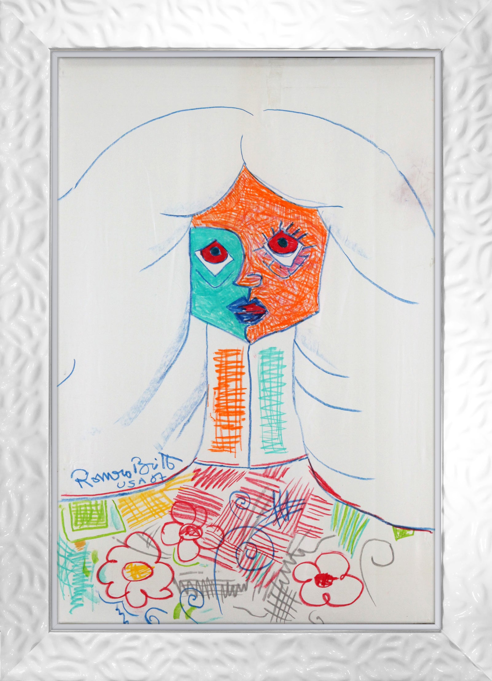 pure white original vintage drawing colorful decorative collectible gift idea