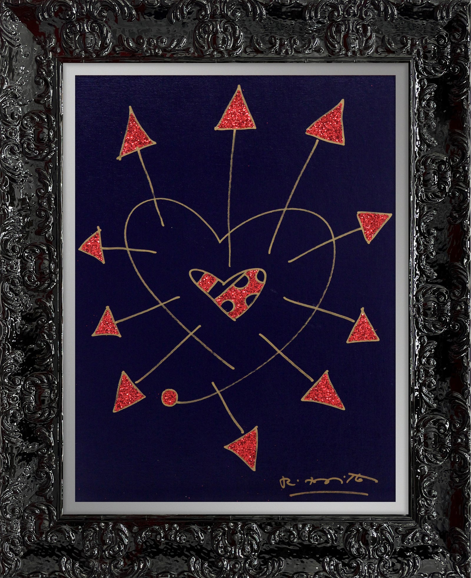 Romero Britto so in love original drawing contemporary pop art piece