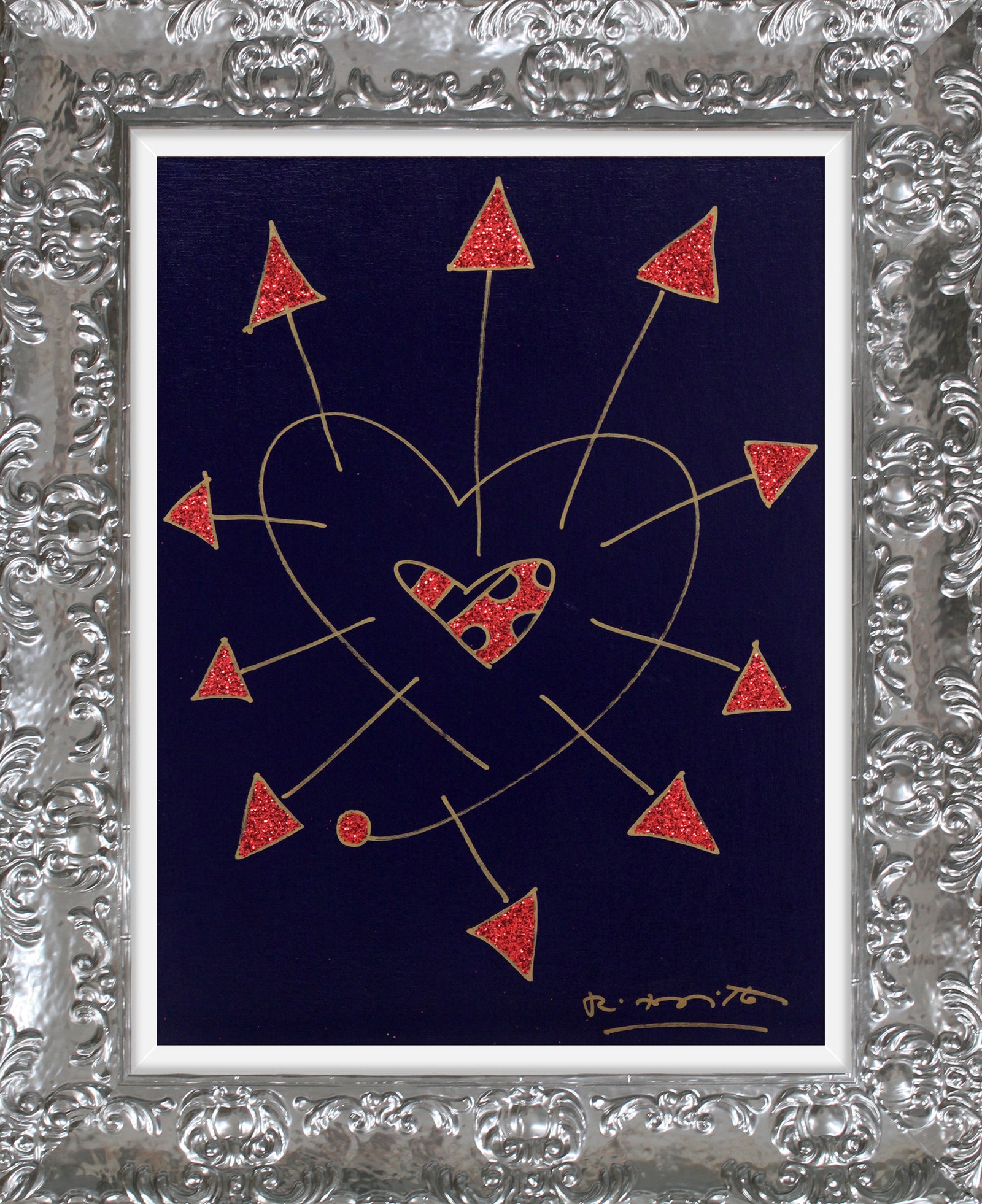 Romero Britto so in love original drawing colorful pop art design