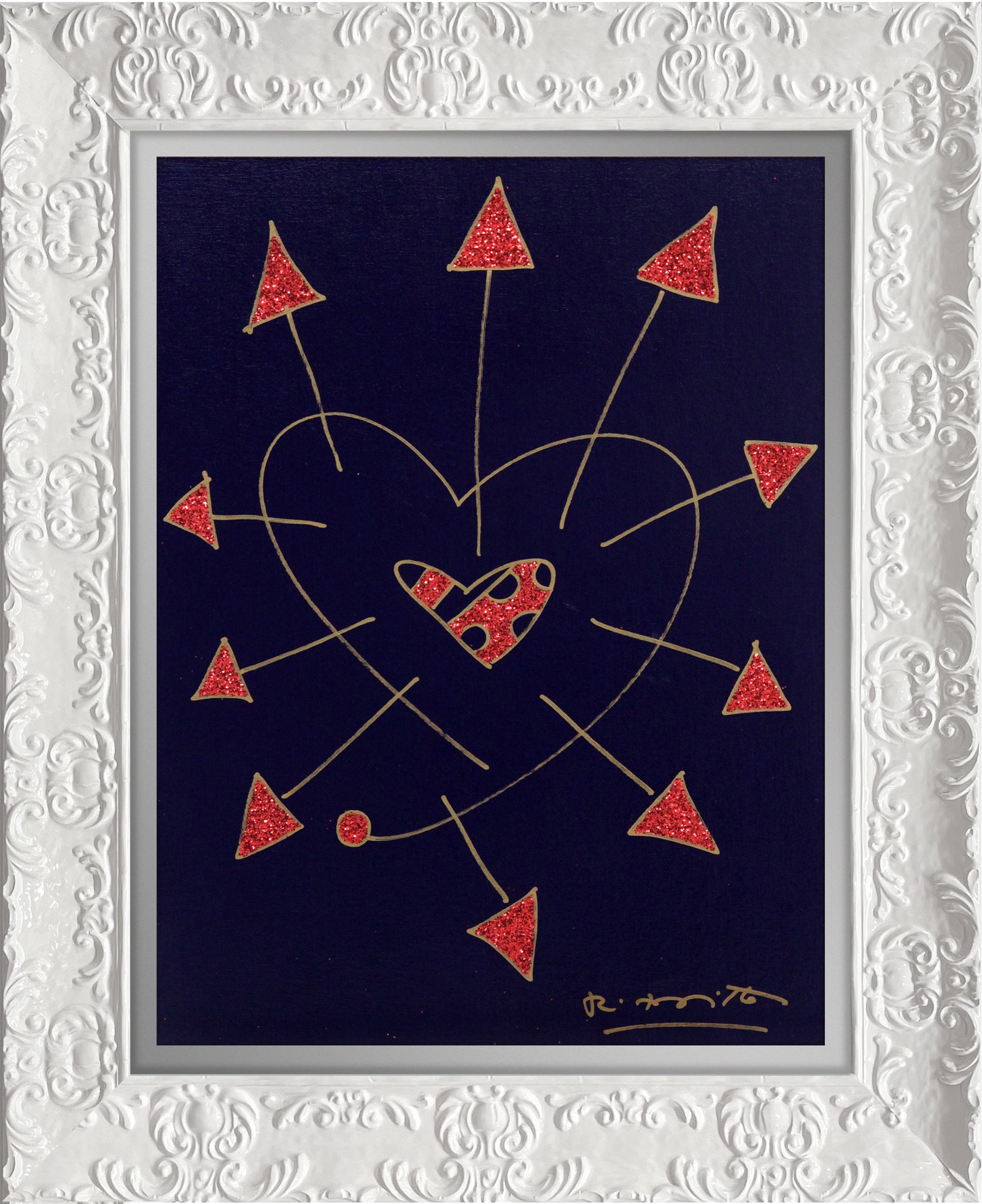 Romero Britto so in love original drawing colorful pop art design