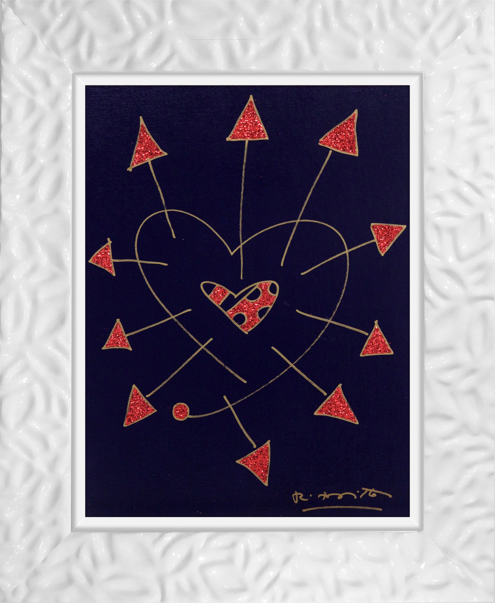 Romero Britto so in love original drawing contemporary pop art piece