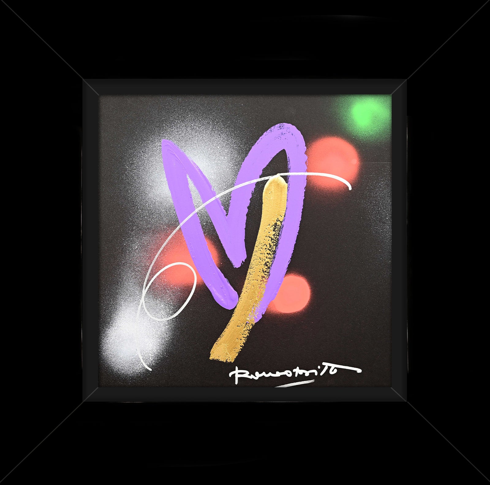 Romero Britto heartbeat original drawing colorful pop art design