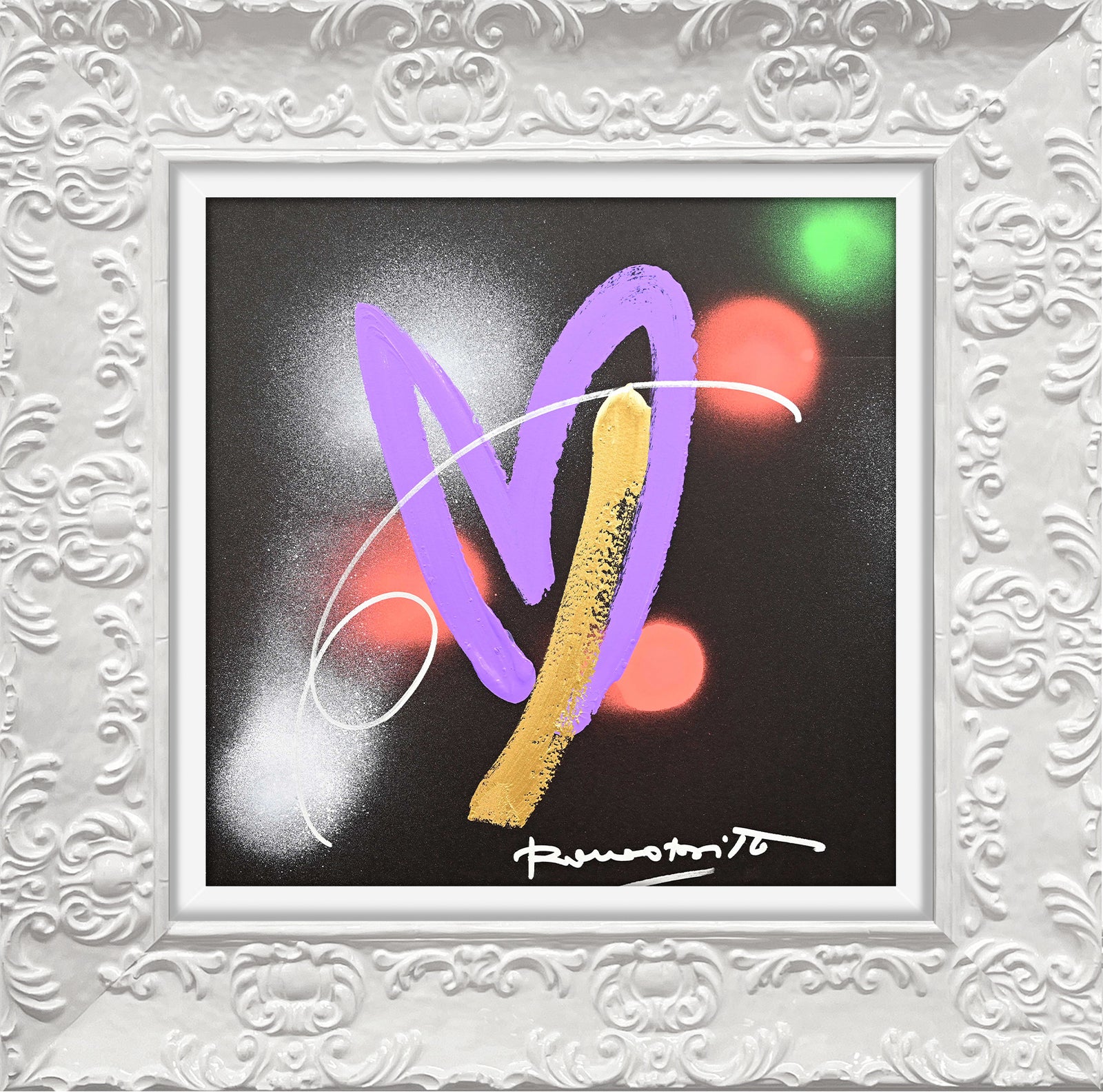 Romero Britto heartbeat original drawing colorful pop art design