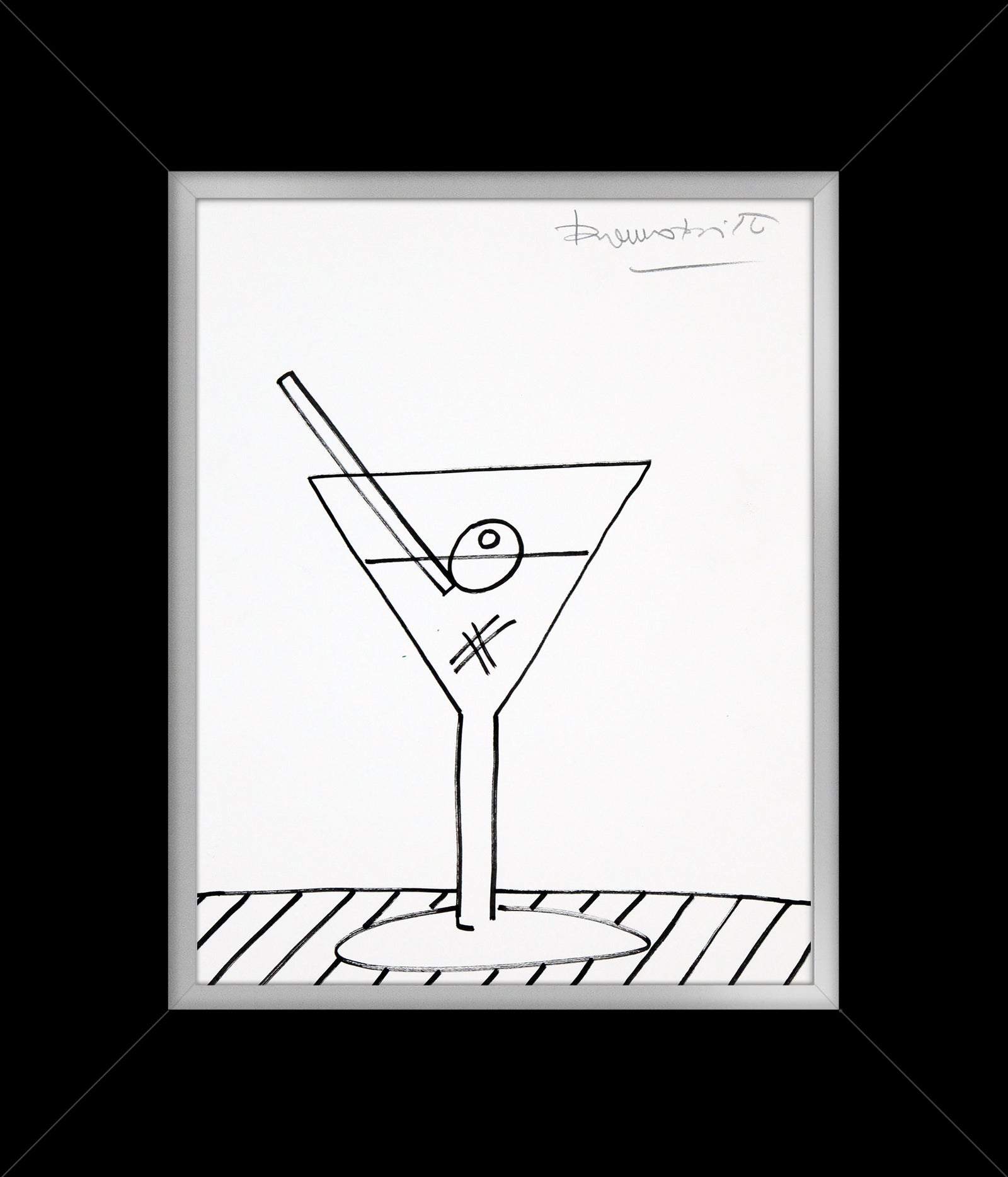 Romero Britto martini original drawing colorful pop art design