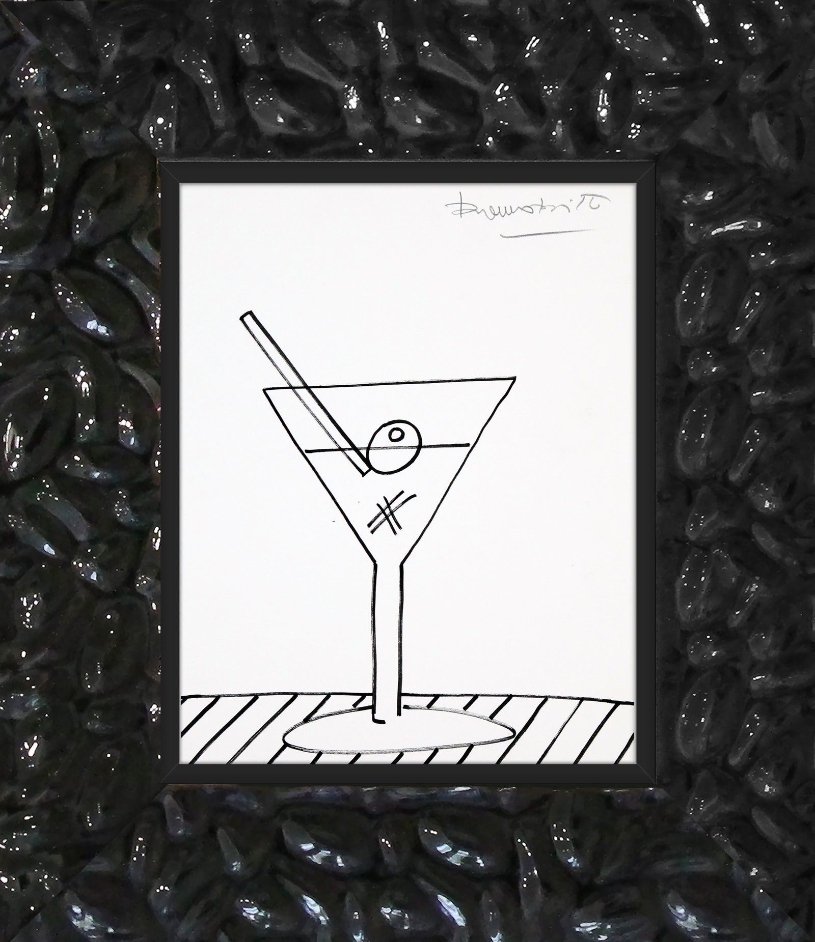 martini original drawing artistic colorful design collectible